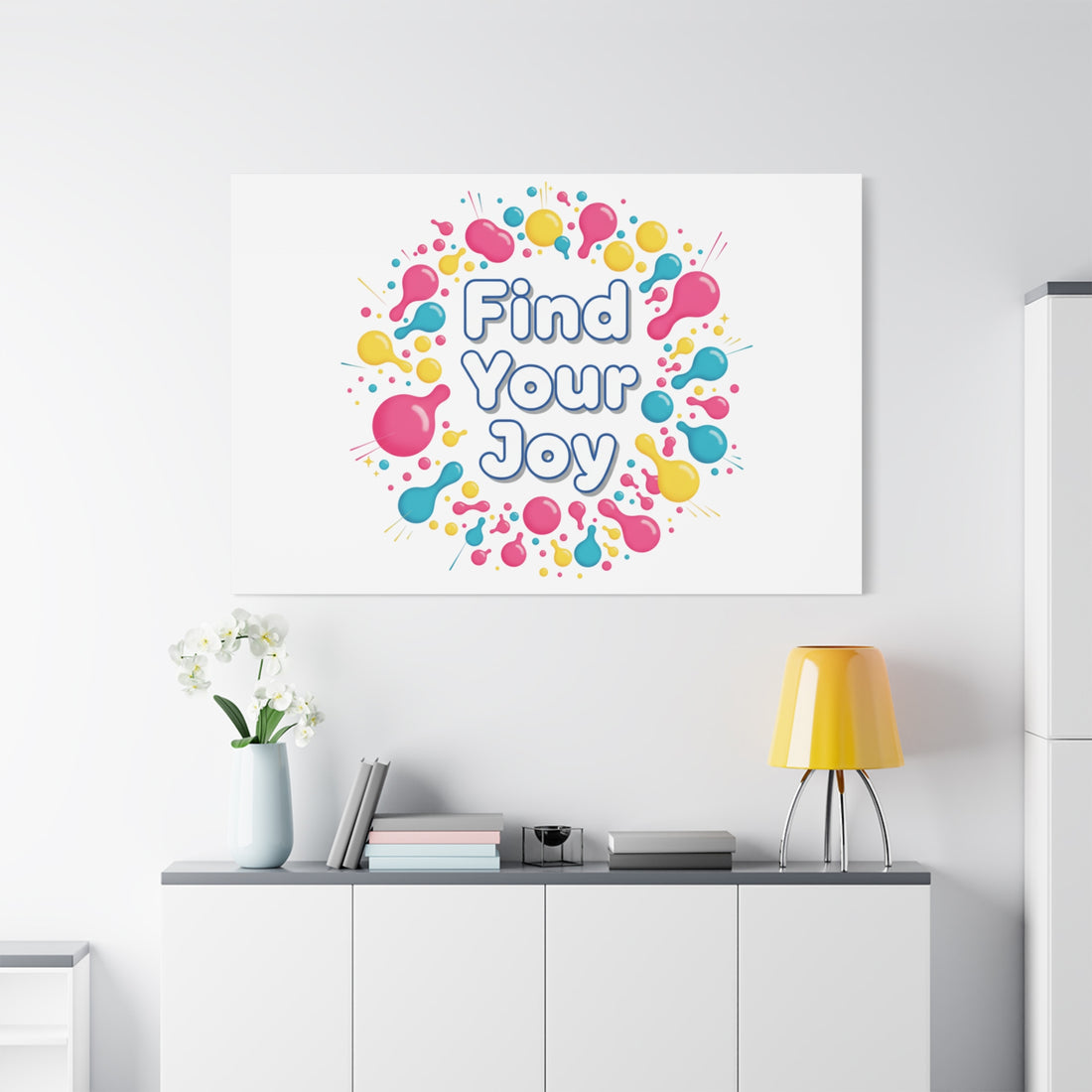 Find Your Joy Canvas | Dopamine Decor, Neon Gradient Squiggle Art