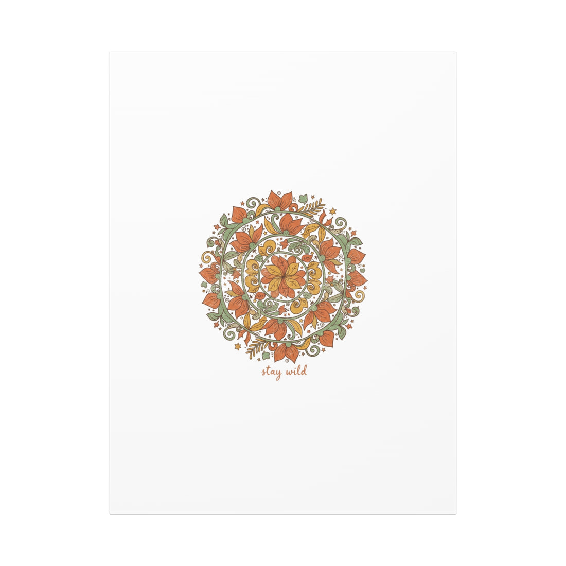 Stay Wild Mandala Canvas, Boho Paisley Wall Art | Artisanal Boho Print