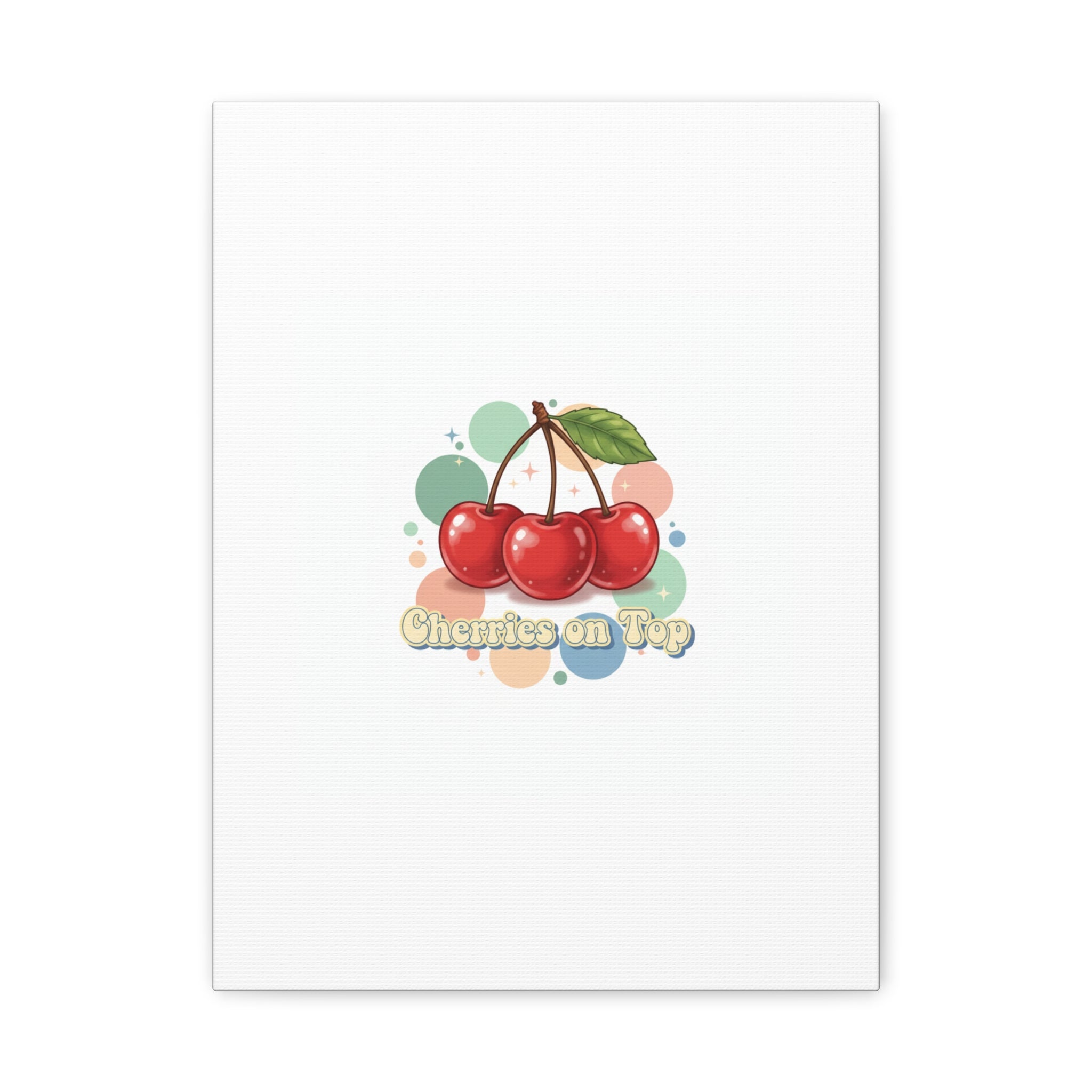 Cherries on Top Canvas | Retro Kawaii Fruit Wall Art