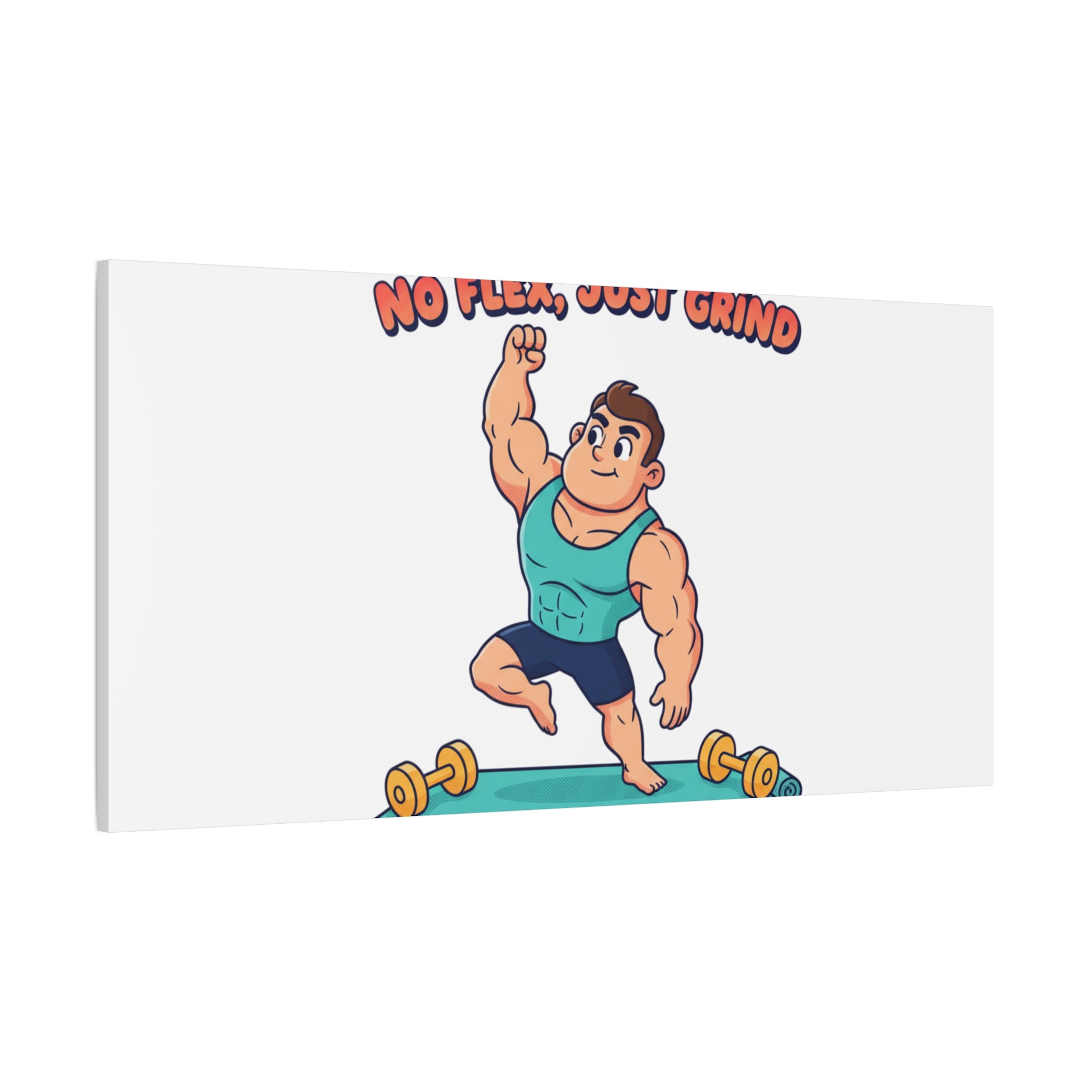 No Flex Just Grind canvas, Gymtimidation humor wall art | start small fitness décor