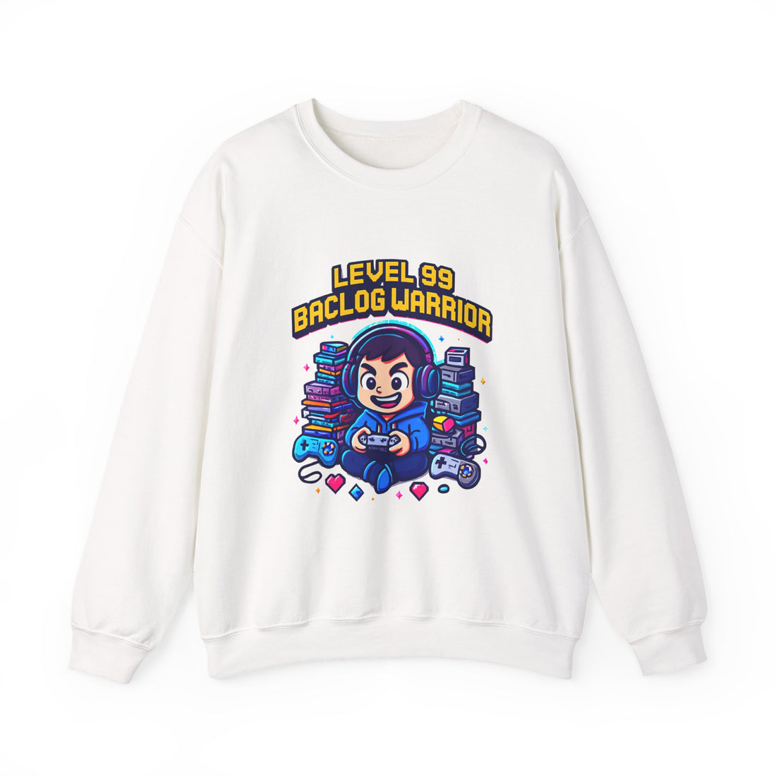 Level 99 Backlog Warrior Crewneck Sweatshirt – Gamer Retro Console Graphic