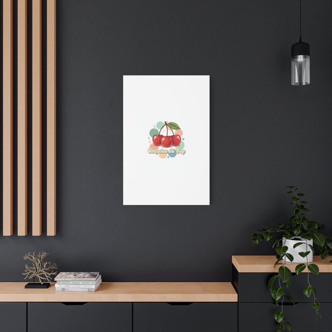 Cherries on Top Canvas | Retro Kawaii Fruit Wall Art