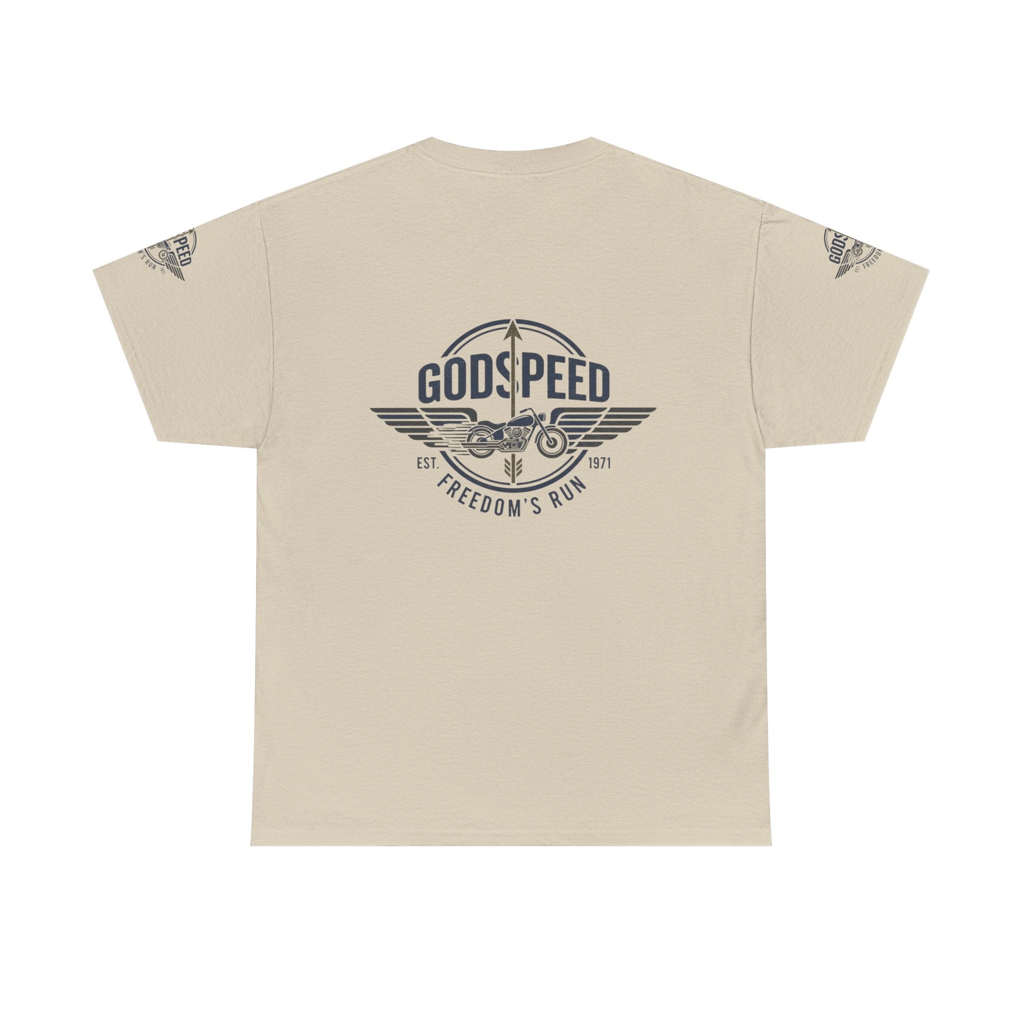 Godspeed Freedom Run Unisex Heavy Cotton Tee, Classic Graphic T-Shirt, Casual Wear, Gift for Runners, Vintage Style Apparel - Goat Corp