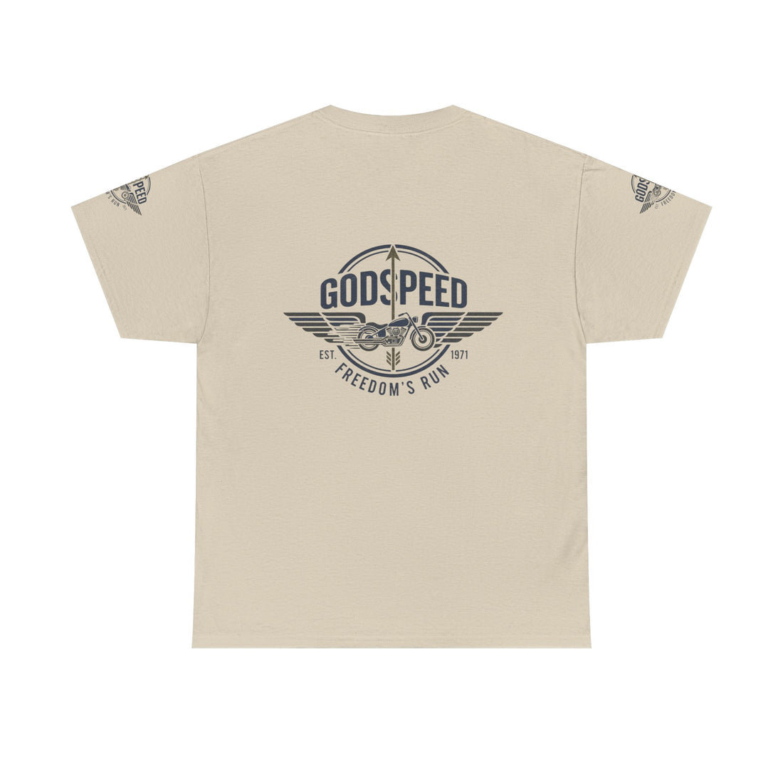 Godspeed Freedom Run Unisex Heavy Cotton Tee, Classic Graphic T-Shirt, Casual Wear, Gift for Runners, Vintage Style Apparel - Goat Corp