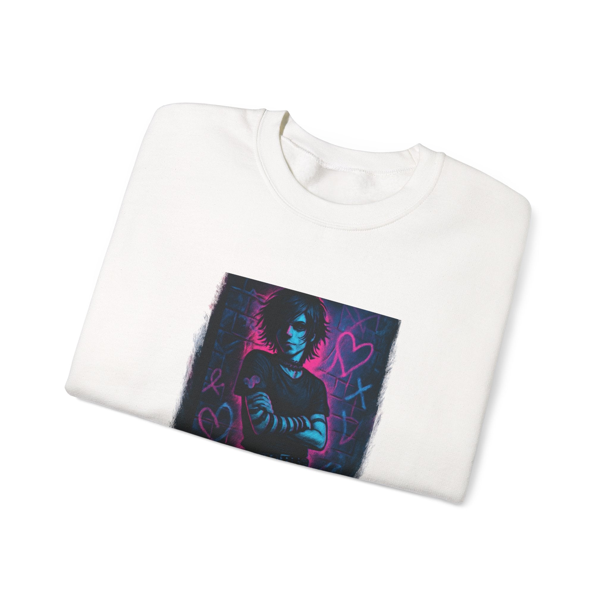 Sweatshirt — Neon 'Heart on My Sleeve' Goth Graphic Crewneck