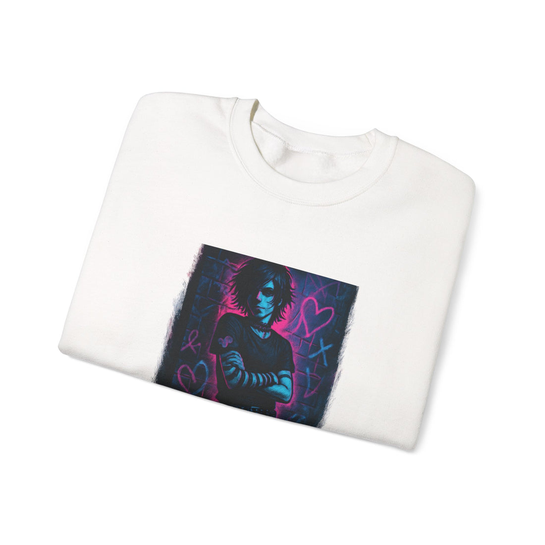 Sweatshirt — Neon 'Heart on My Sleeve' Goth Graphic Crewneck