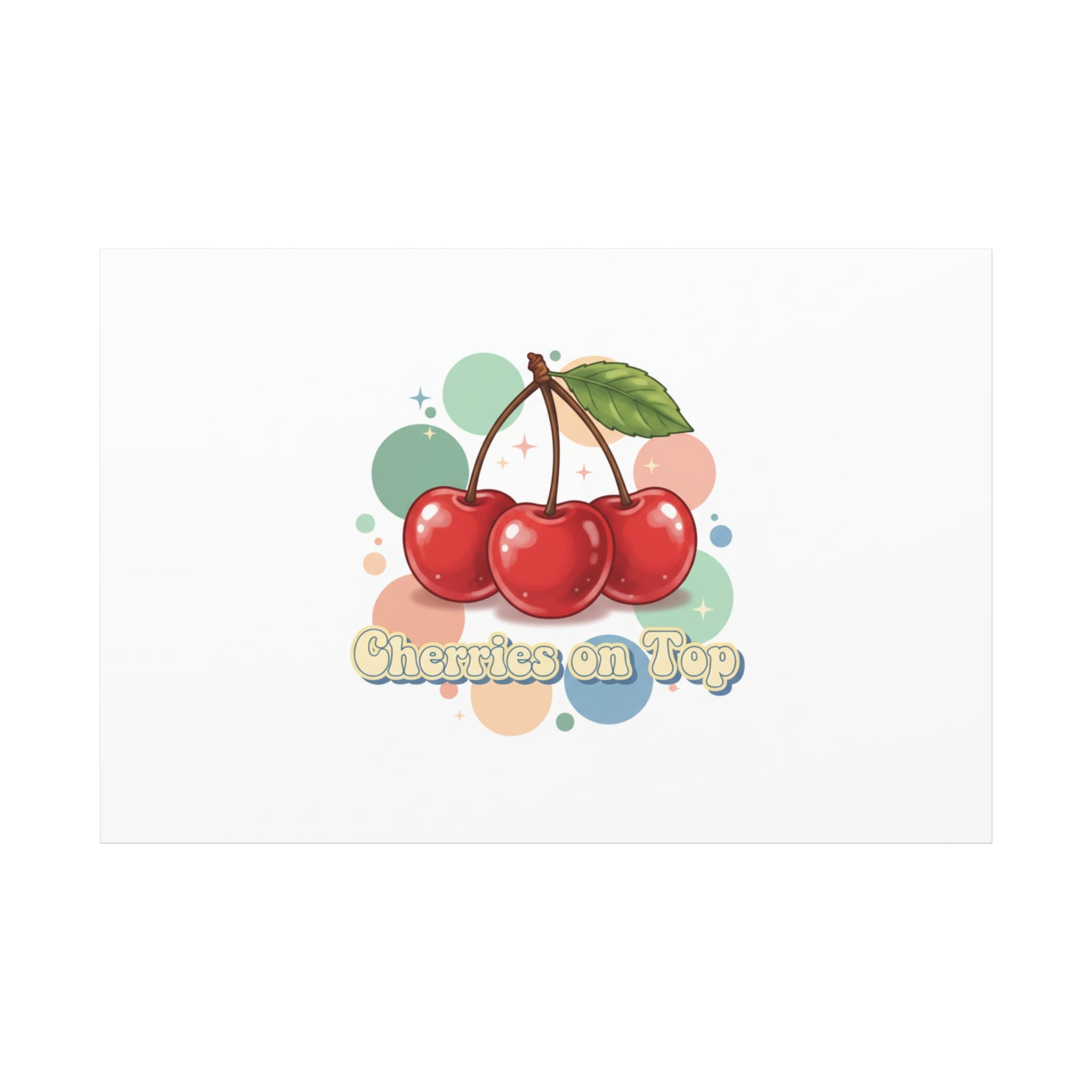 Cherries on Top Canvas | Retro Kawaii Fruit Wall Art