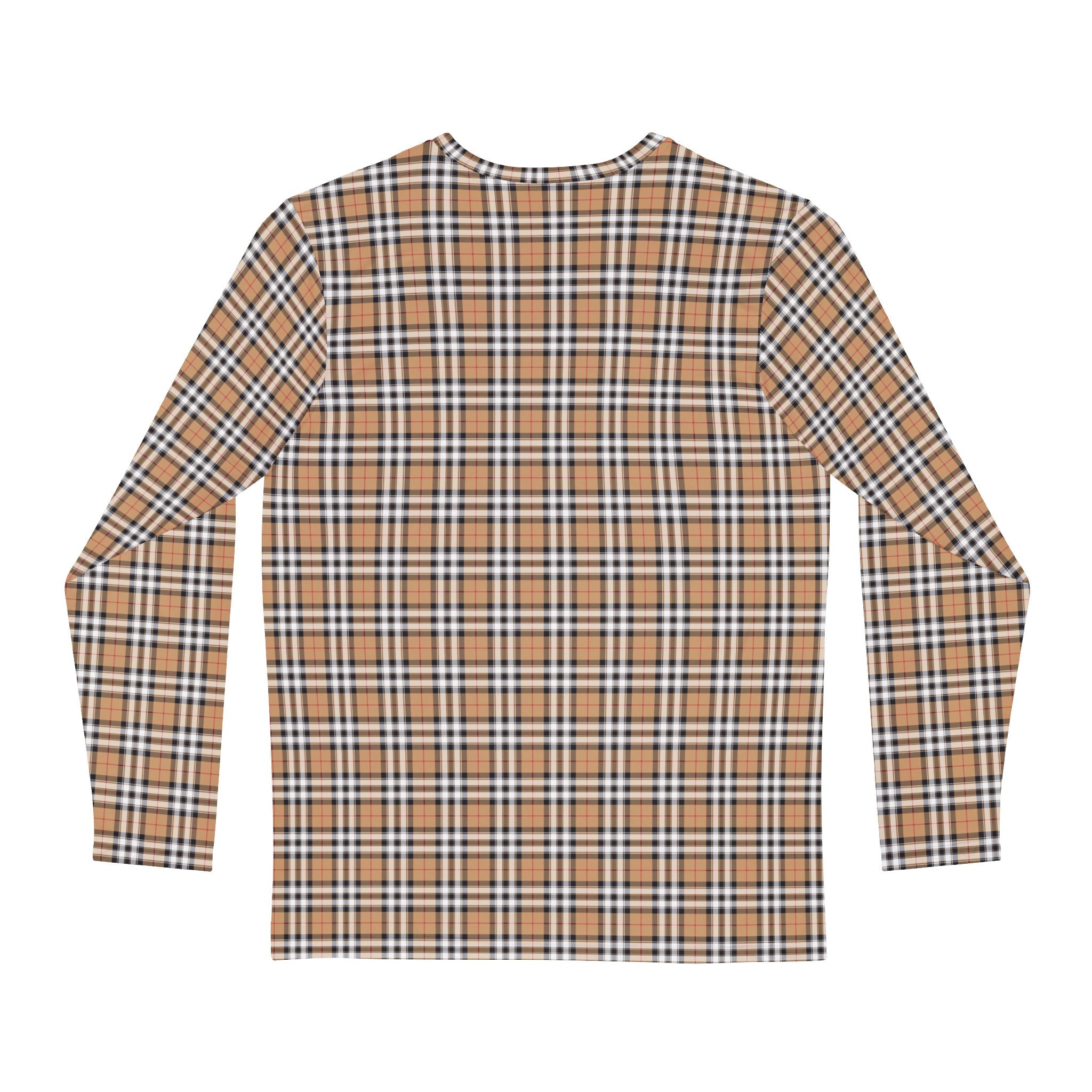 Men's Tan Plaid Long Sleeve Shirt – Classic Check AOP Tee
