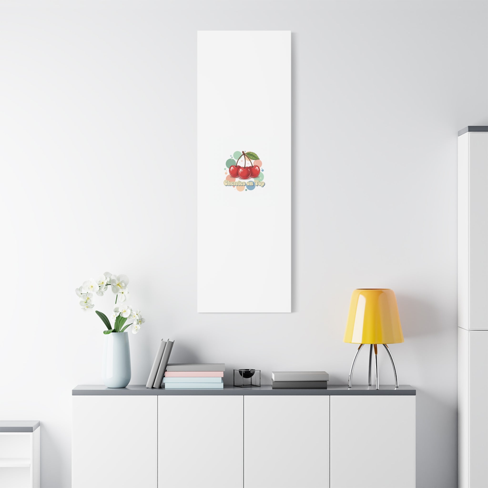 Cherries on Top Canvas | Retro Kawaii Fruit Wall Art