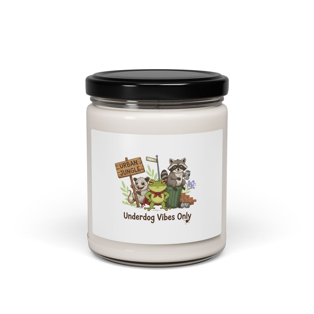 Underdog Vibes Only Candle | Raccoon Frog Possum, Trash Animal Humor Soy Candle