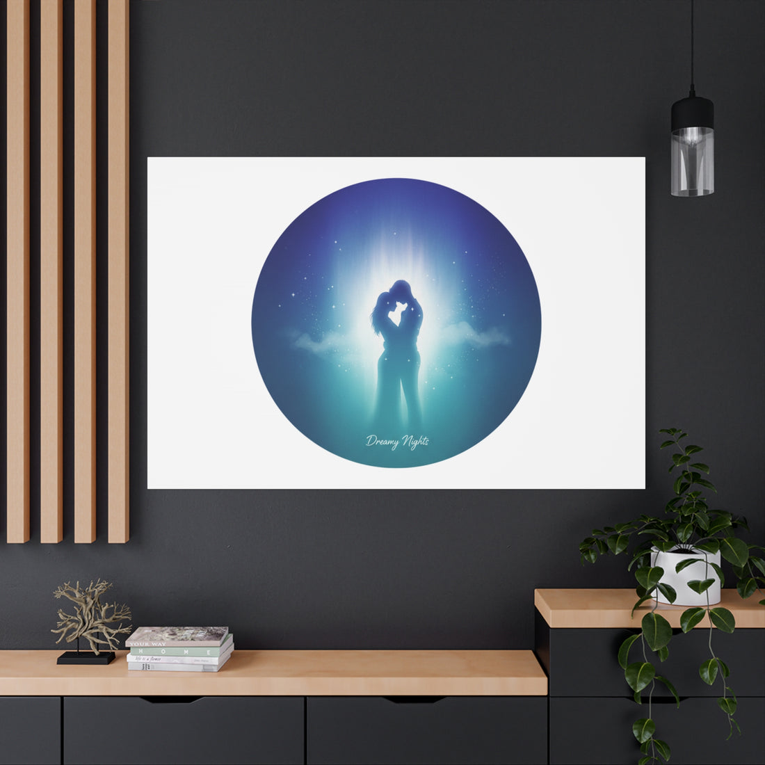 Dreamy Nightscape Canvas | Afterlight Atmospheric Print, Luminous Night Bloom