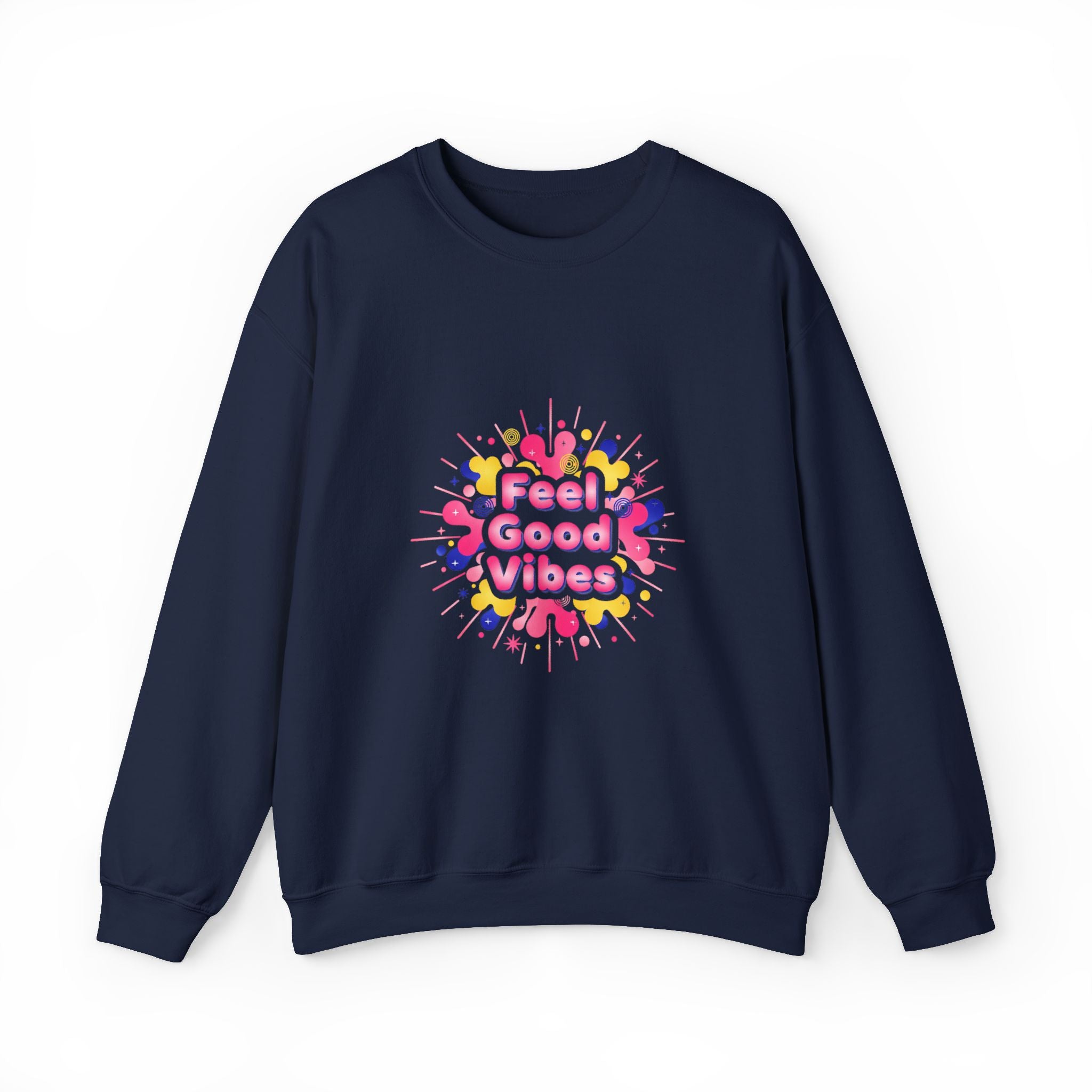 Feel Good Vibes Crewneck Sweatshirt | Dopamine Decor, Neon Gradient Squiggle Art