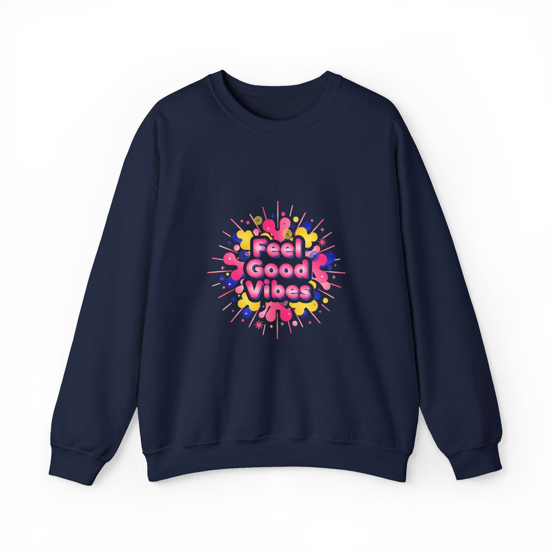 Feel Good Vibes Crewneck Sweatshirt | Dopamine Decor, Neon Gradient Squiggle Art