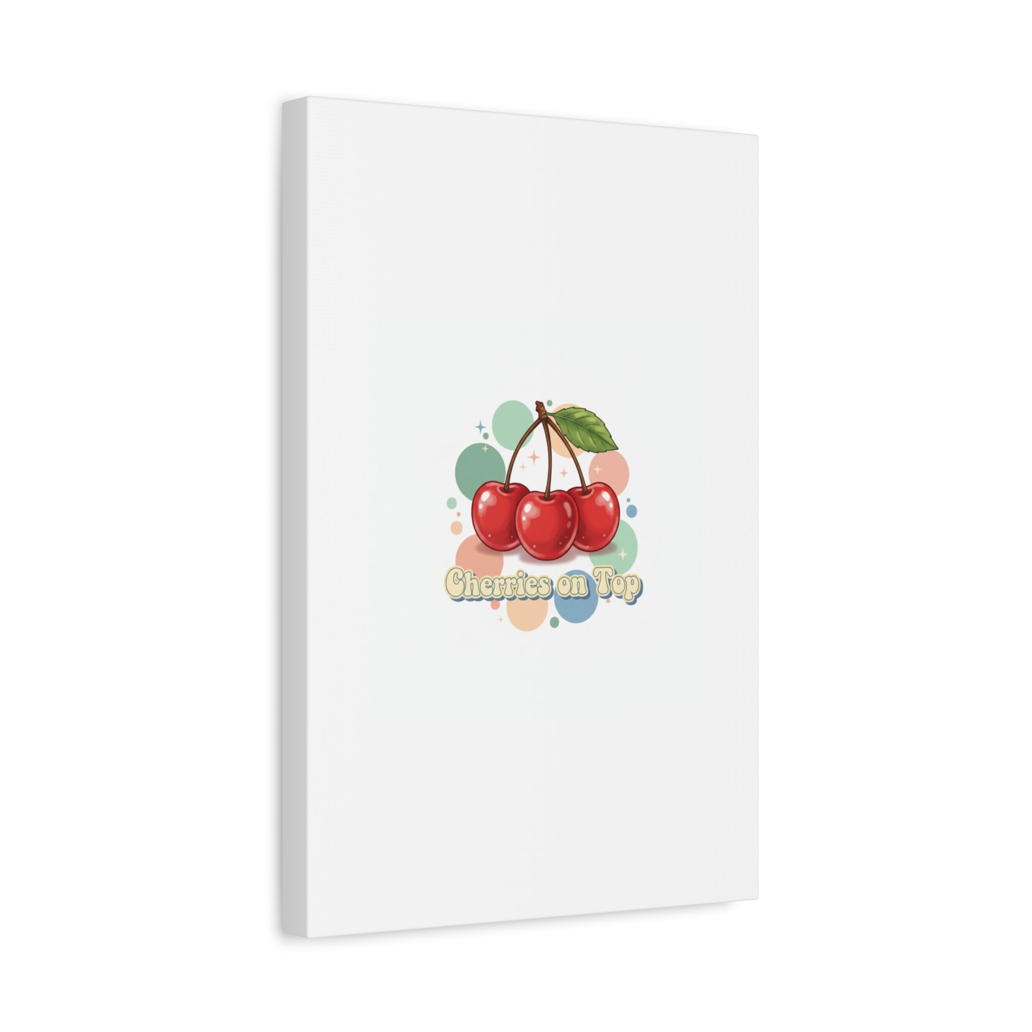 Cherries on Top Canvas | Retro Kawaii Fruit Wall Art