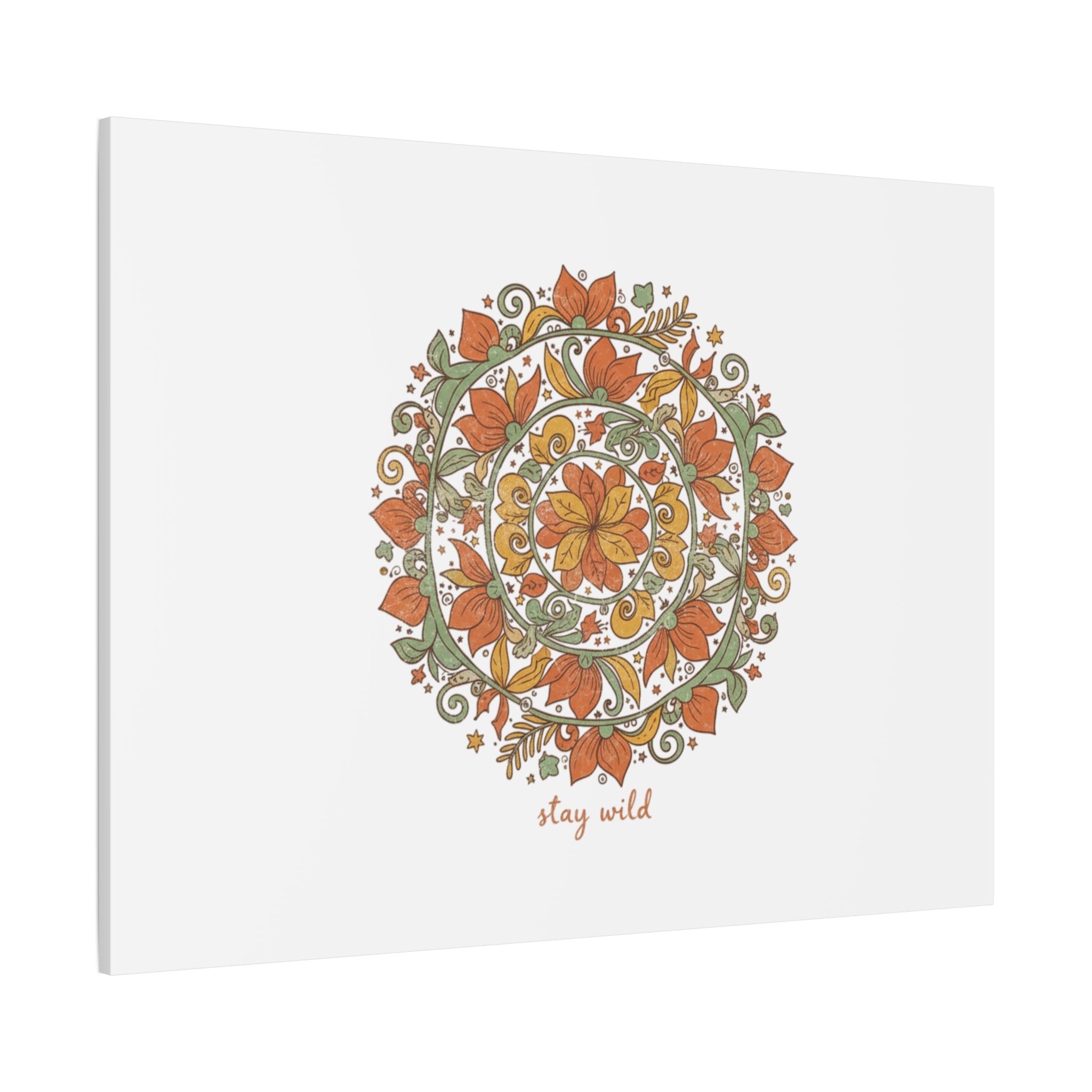 Stay Wild Mandala Canvas, Boho Paisley Wall Art | Artisanal Boho Print