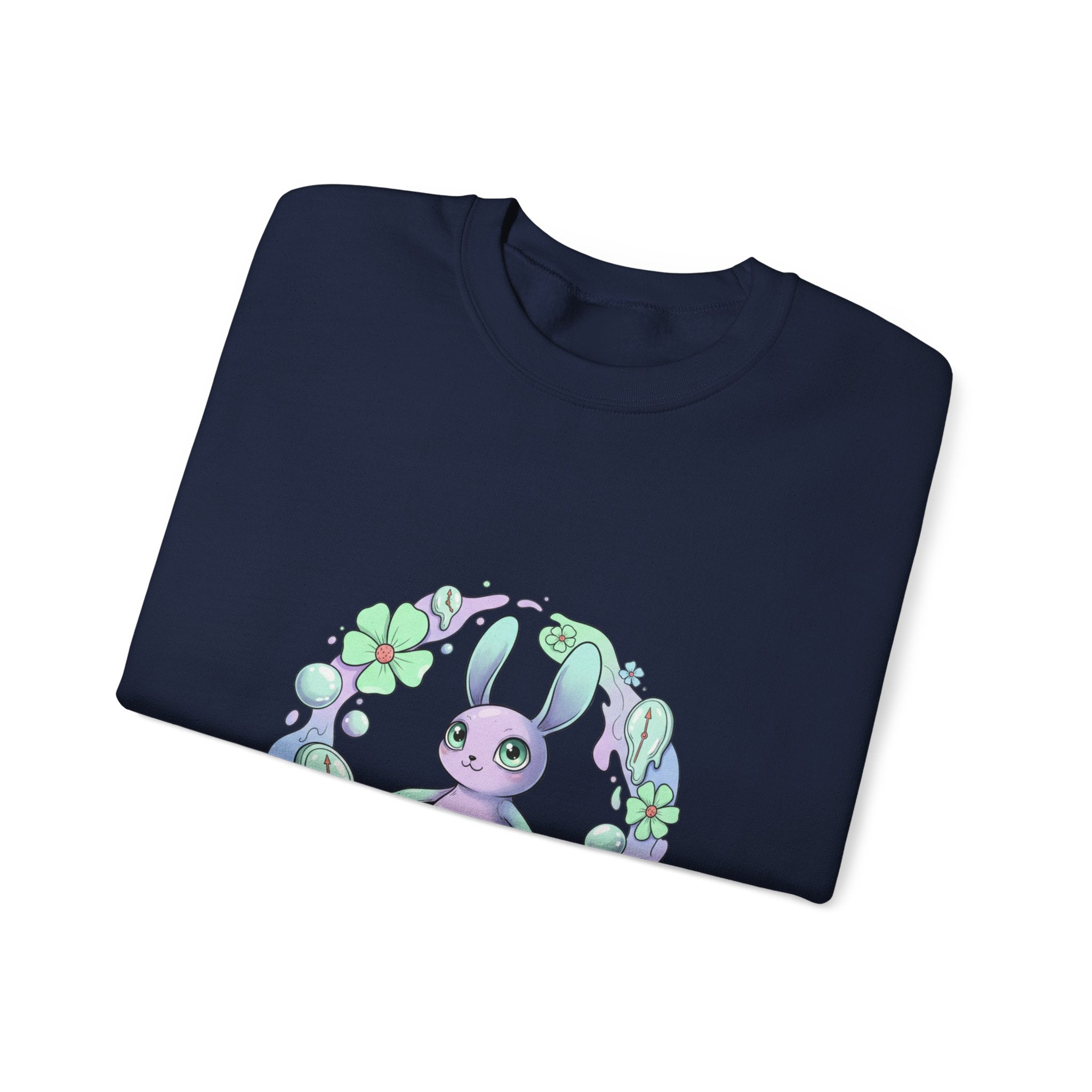 Cute Micro-Surreal Bunny Wreath Sweatshirt | weirdcore surreal art