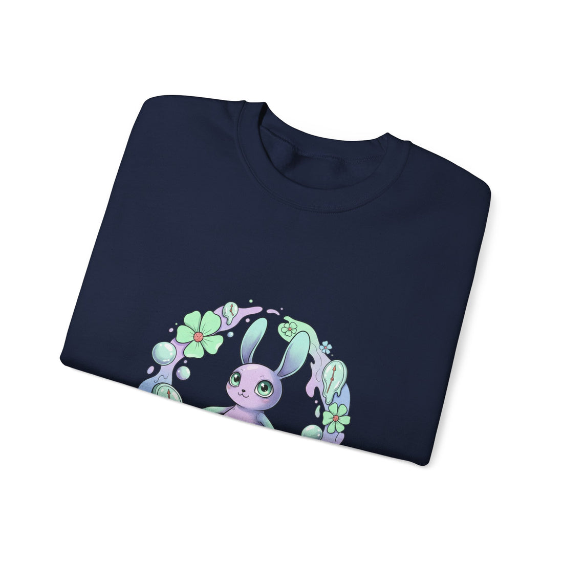 Cute Micro-Surreal Bunny Wreath Sweatshirt | weirdcore surreal art