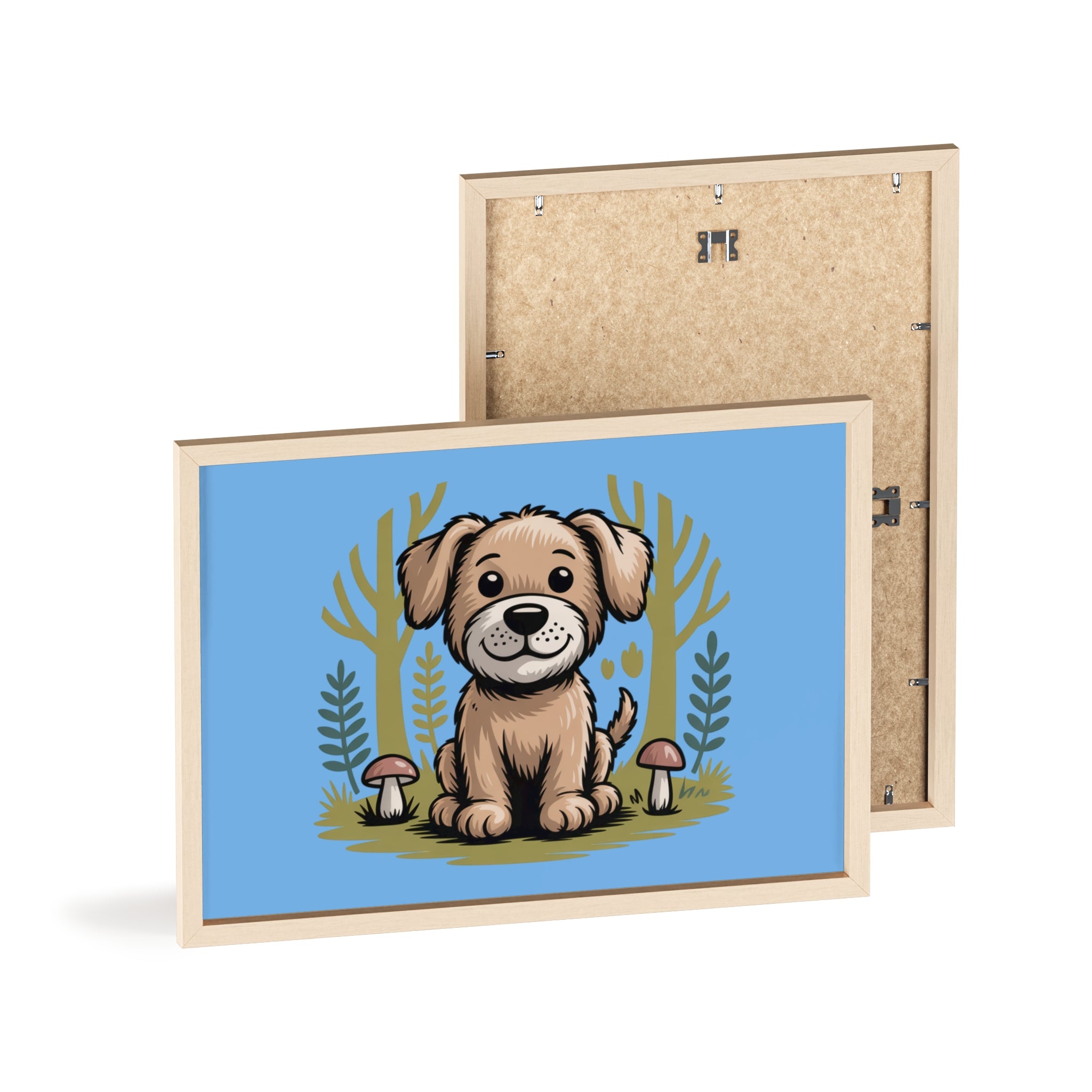 Cute Puppy Poster with Wooden Frame — Nursery Wall Art