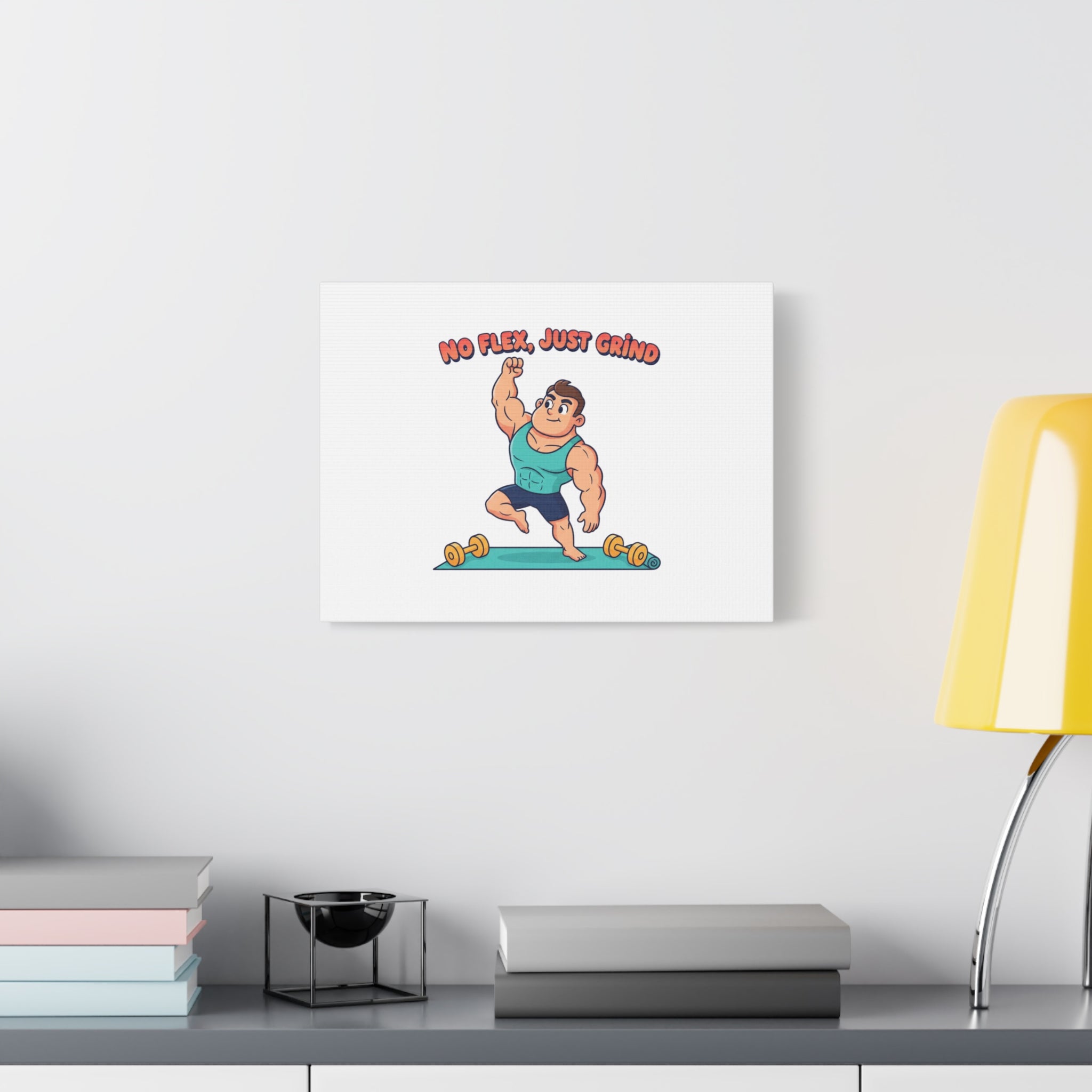 No Flex Just Grind canvas, Gymtimidation humor wall art | start small fitness décor