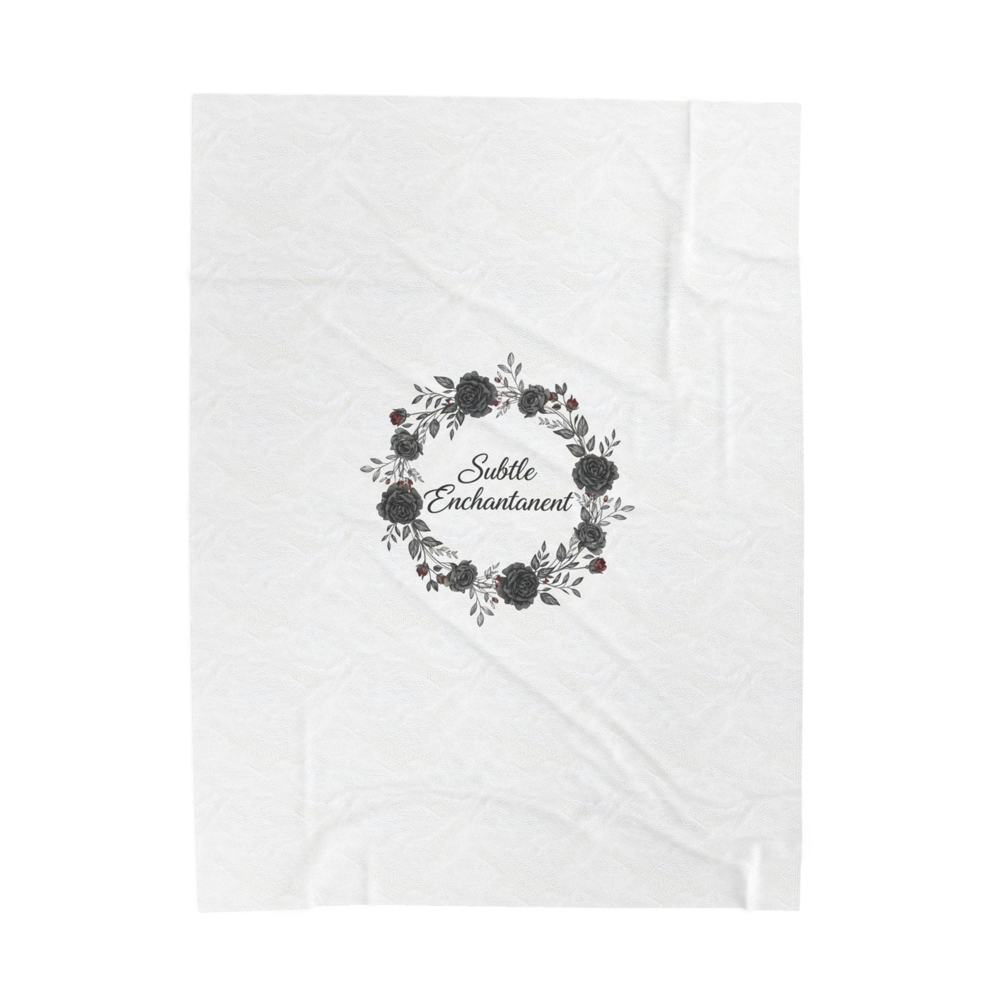 Moon Rose Wreath Velveteen Plush Blanket | Romantic Gothic Lite, soft goth aesthetic