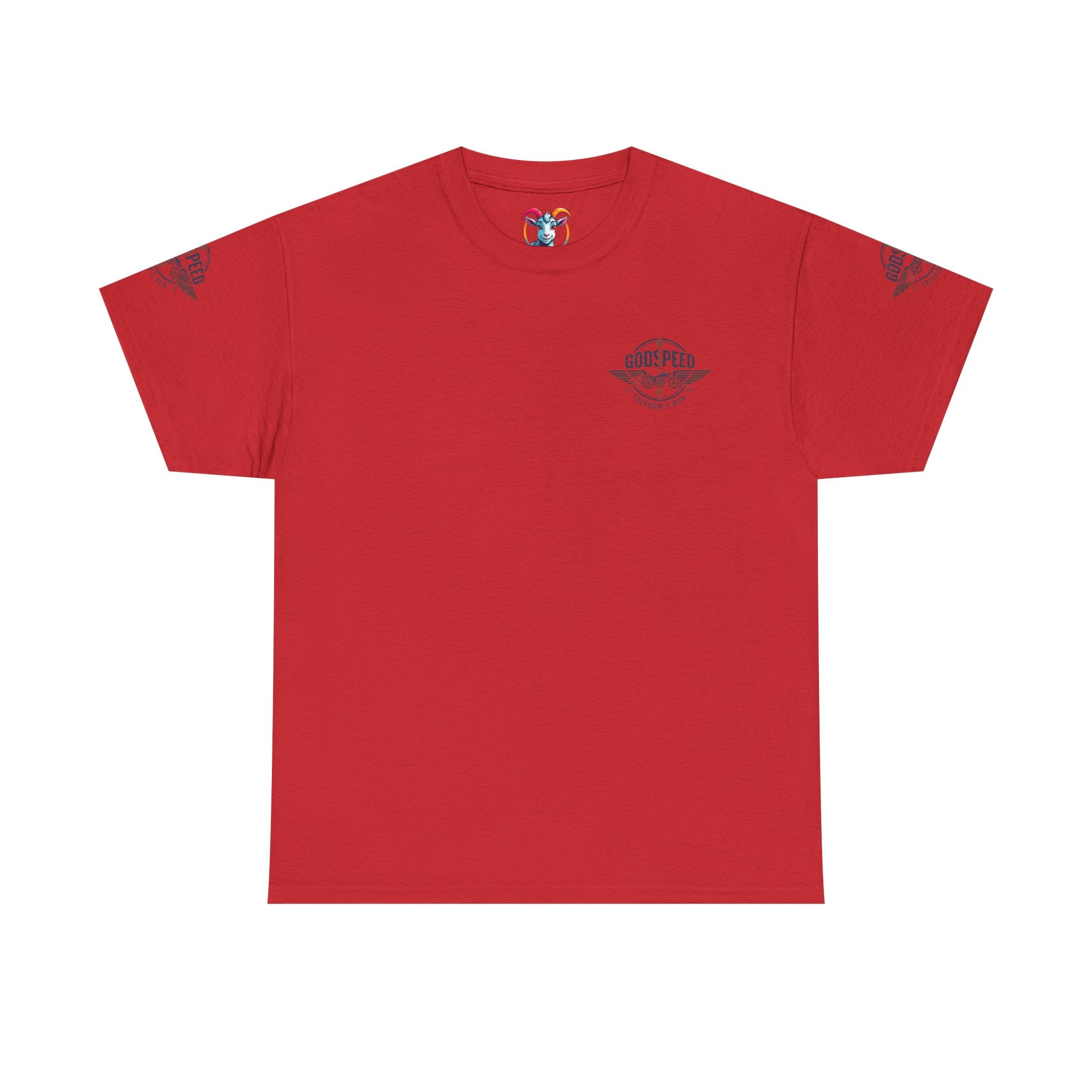 Godspeed Freedom Run Unisex Heavy Cotton Tee, Classic Graphic T-Shirt, Casual Wear, Gift for Runners, Vintage Style Apparel - Goat Corp