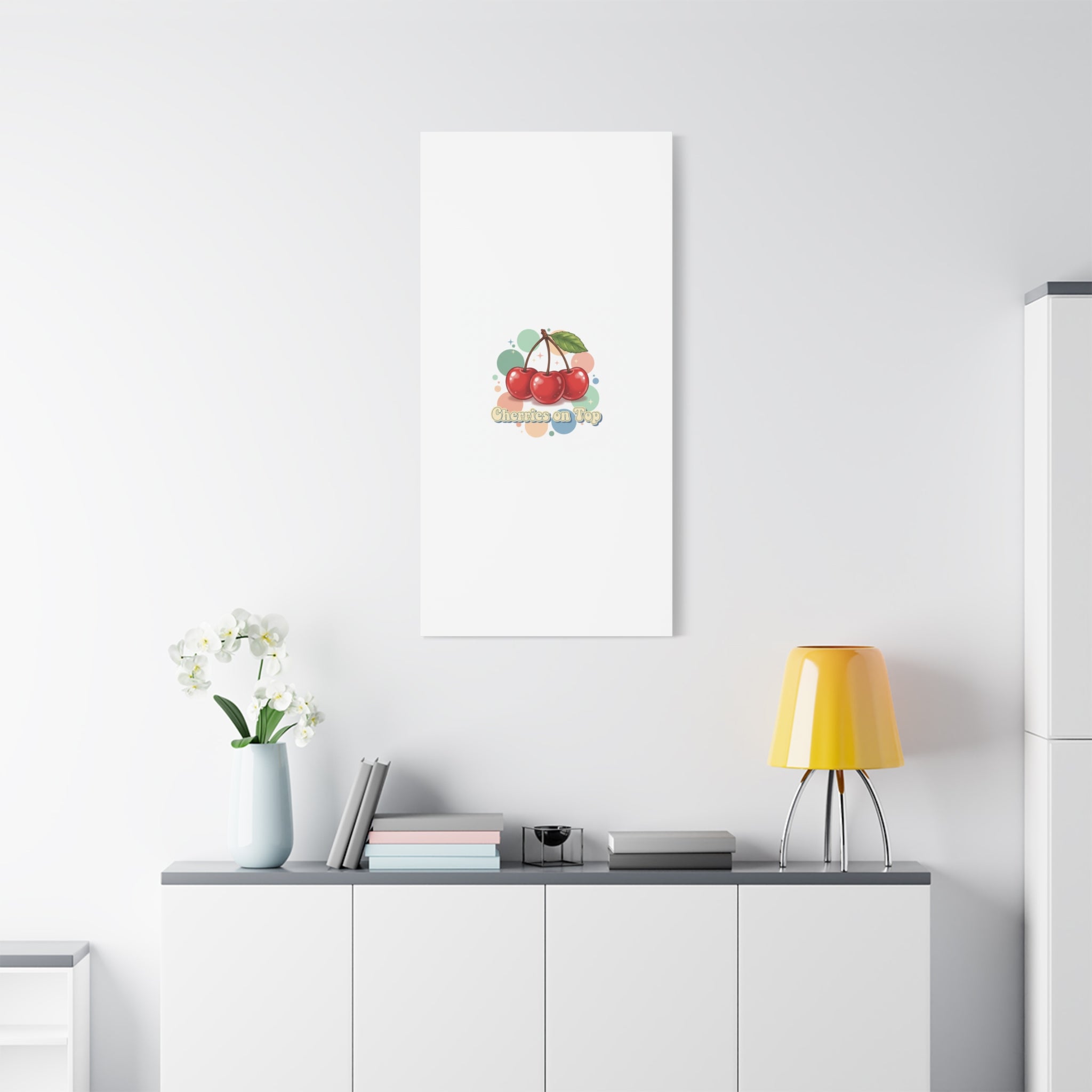 Cherries on Top Canvas | Retro Kawaii Fruit Wall Art