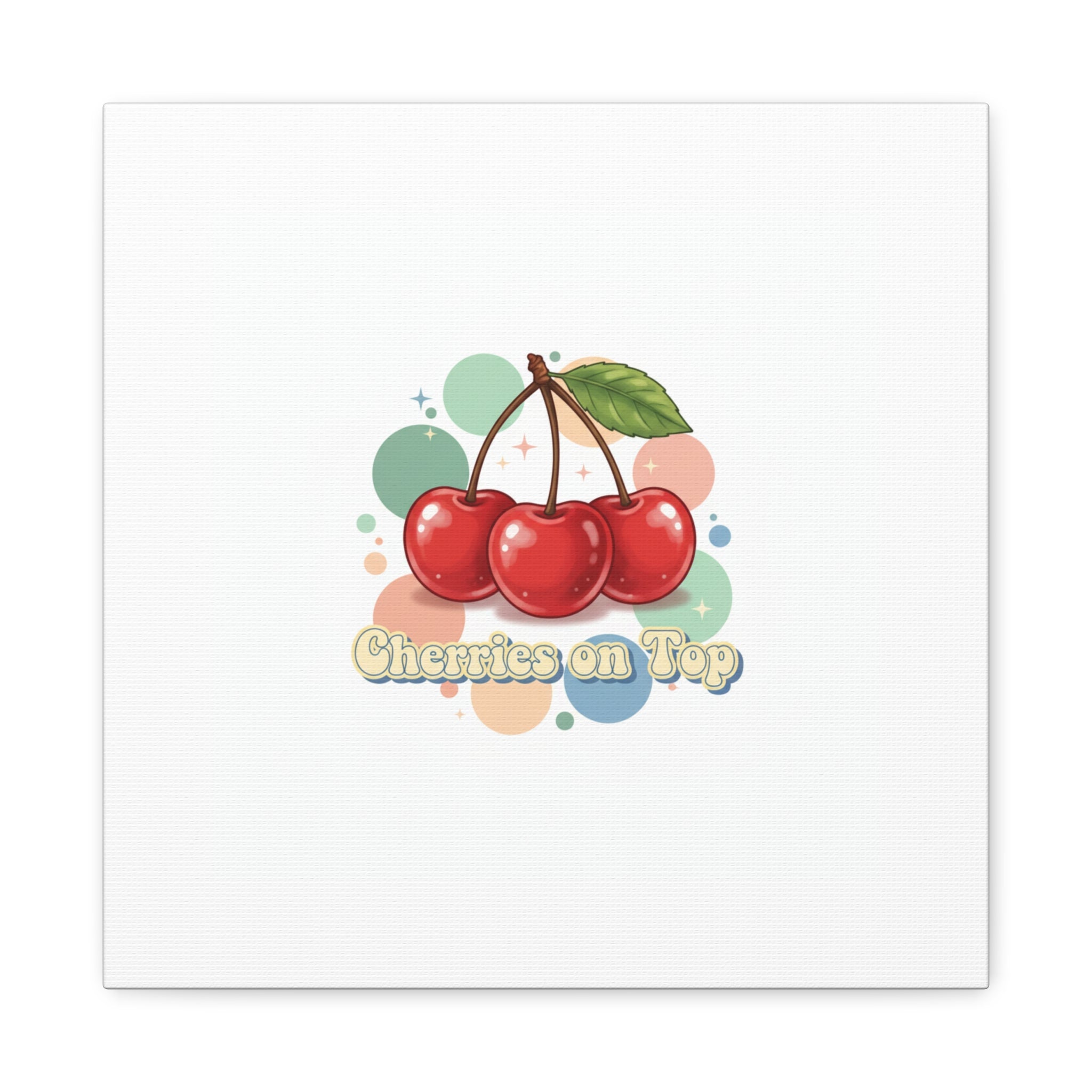 Cherries on Top Canvas | Retro Kawaii Fruit Wall Art