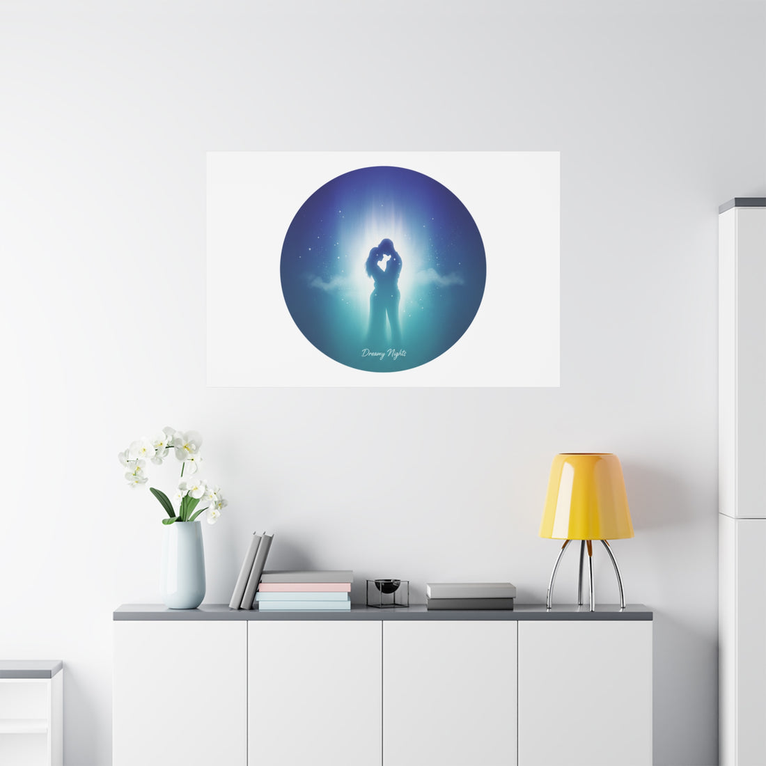 Dreamy Nightscape Canvas | Afterlight Atmospheric Print, Luminous Night Bloom