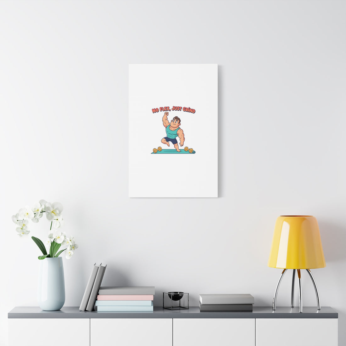 No Flex Just Grind canvas, Gymtimidation humor wall art | start small fitness décor