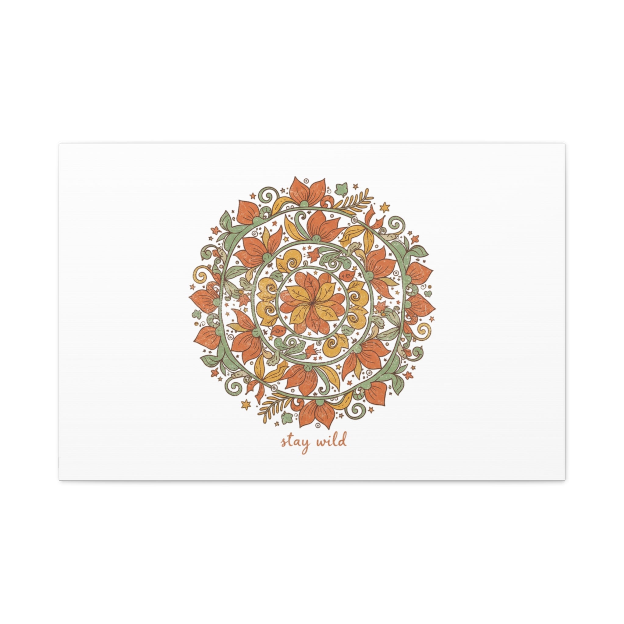 Stay Wild Mandala Canvas, Boho Paisley Wall Art | Artisanal Boho Print