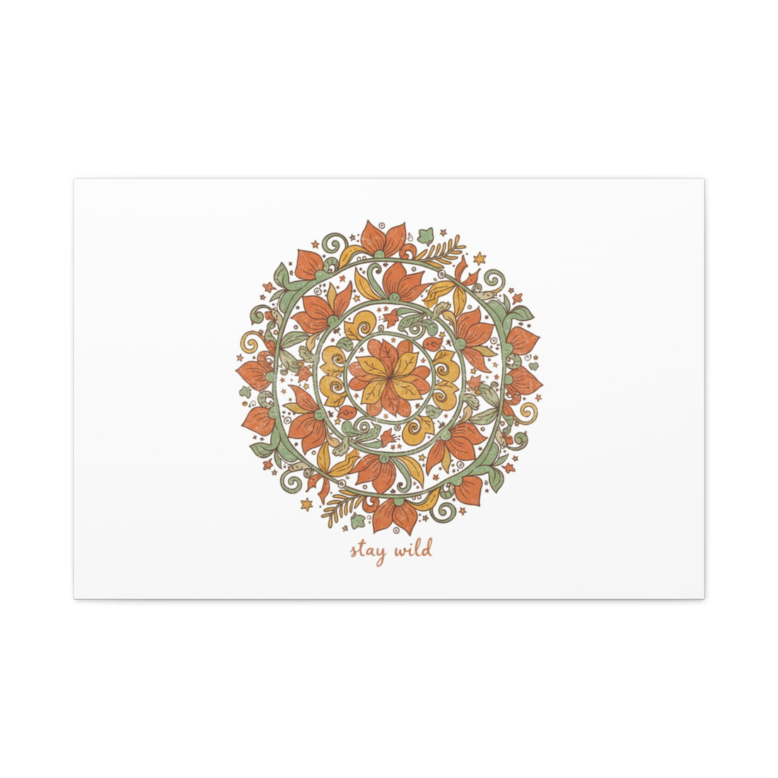 Stay Wild Mandala Canvas, Boho Paisley Wall Art | Artisanal Boho Print