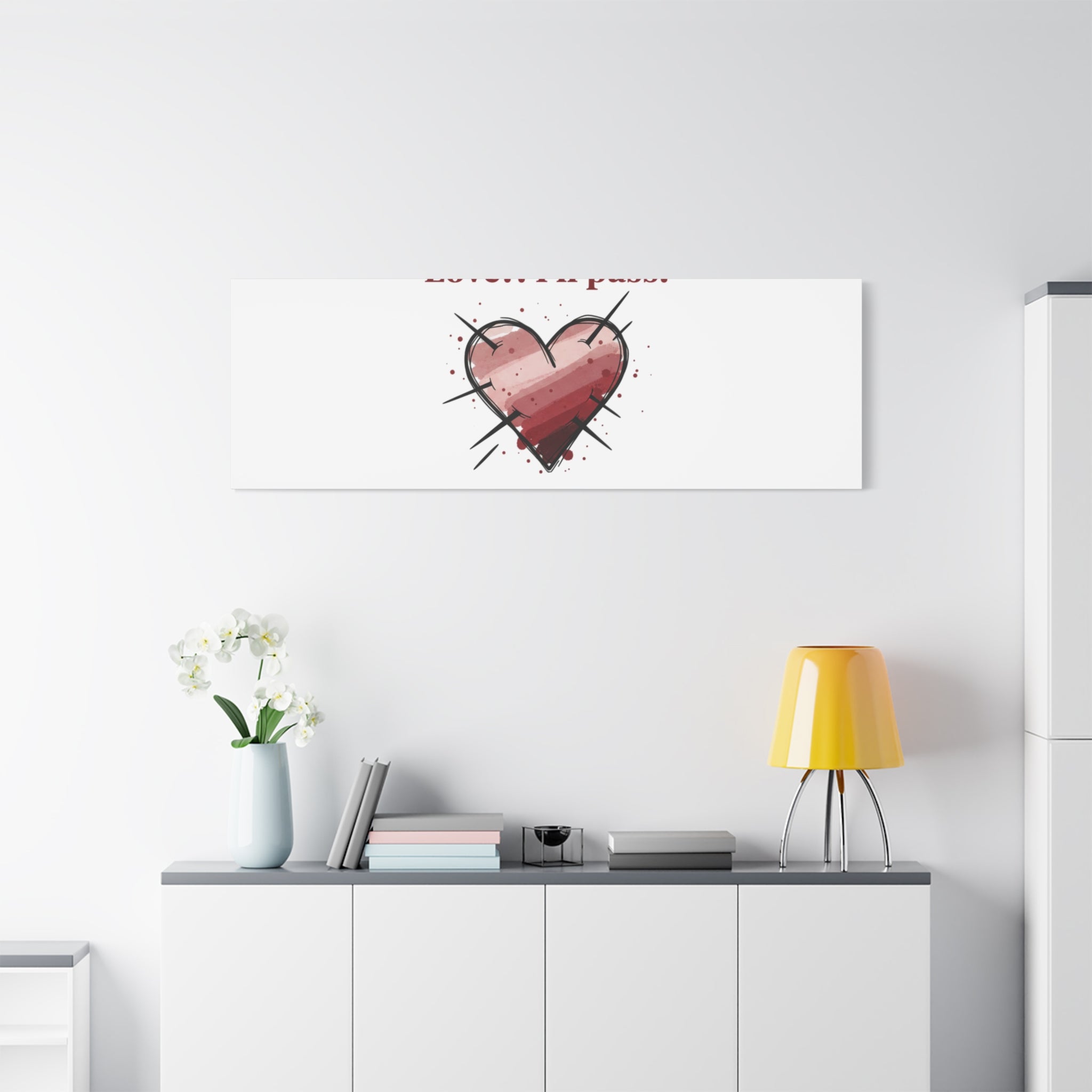 Love?! I'll Pass Canvas, Hearts‑with‑a‑Twist anti‑Valentine wall art