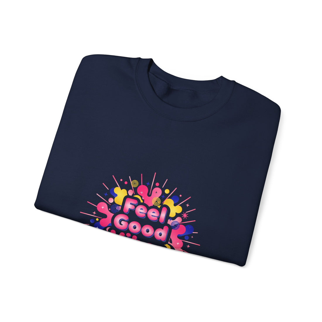 Feel Good Vibes Crewneck Sweatshirt | Dopamine Decor, Neon Gradient Squiggle Art