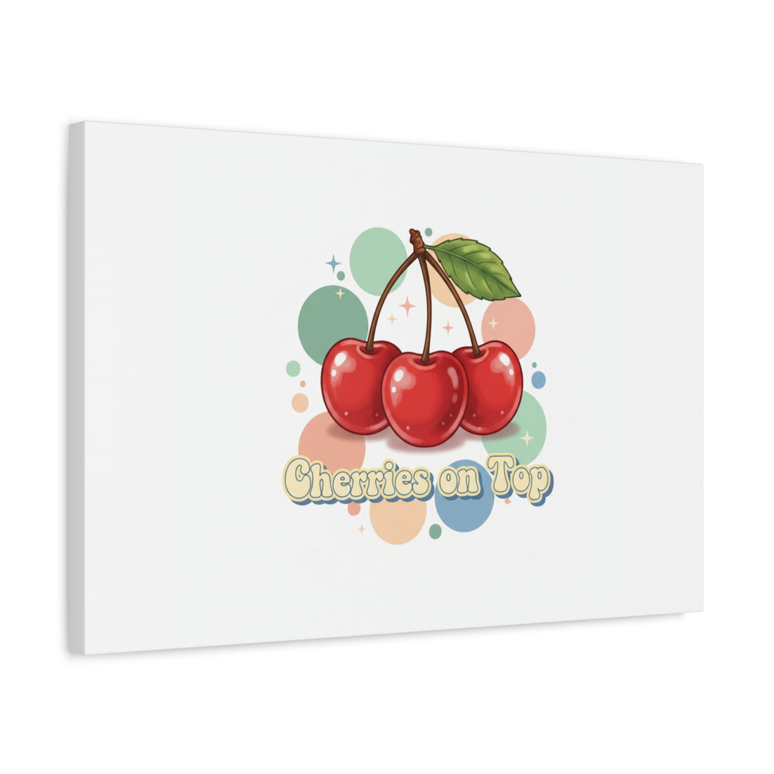 Cherries on Top Canvas | Retro Kawaii Fruit Wall Art