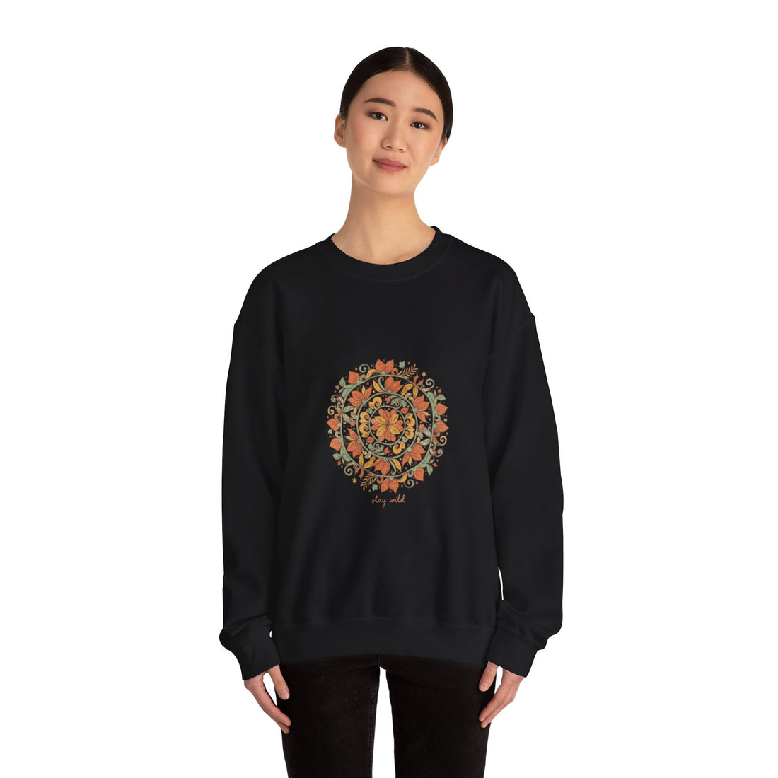 Boho Mandala Sweatshirt, mandala pattern print, vintage paisley design
