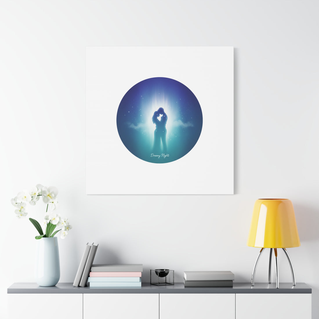 Dreamy Nightscape Canvas | Afterlight Atmospheric Print, Luminous Night Bloom