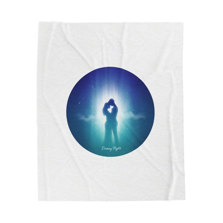 Afterlight Nightscape Couple, Velveteen Plush Blanket | luminous night bloom, cinematic glow