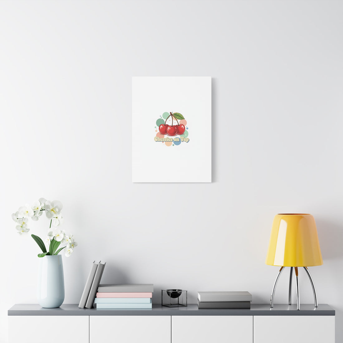 Cherries on Top Canvas | Retro Kawaii Fruit Wall Art
