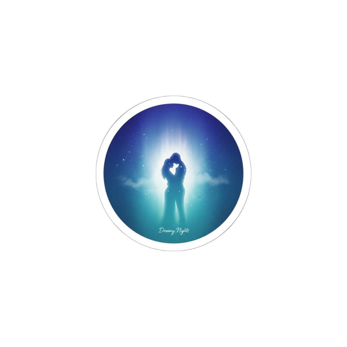 Dreamy Night Embrace Sticker | Afterlight Aesthetic, Luminous Nightscape