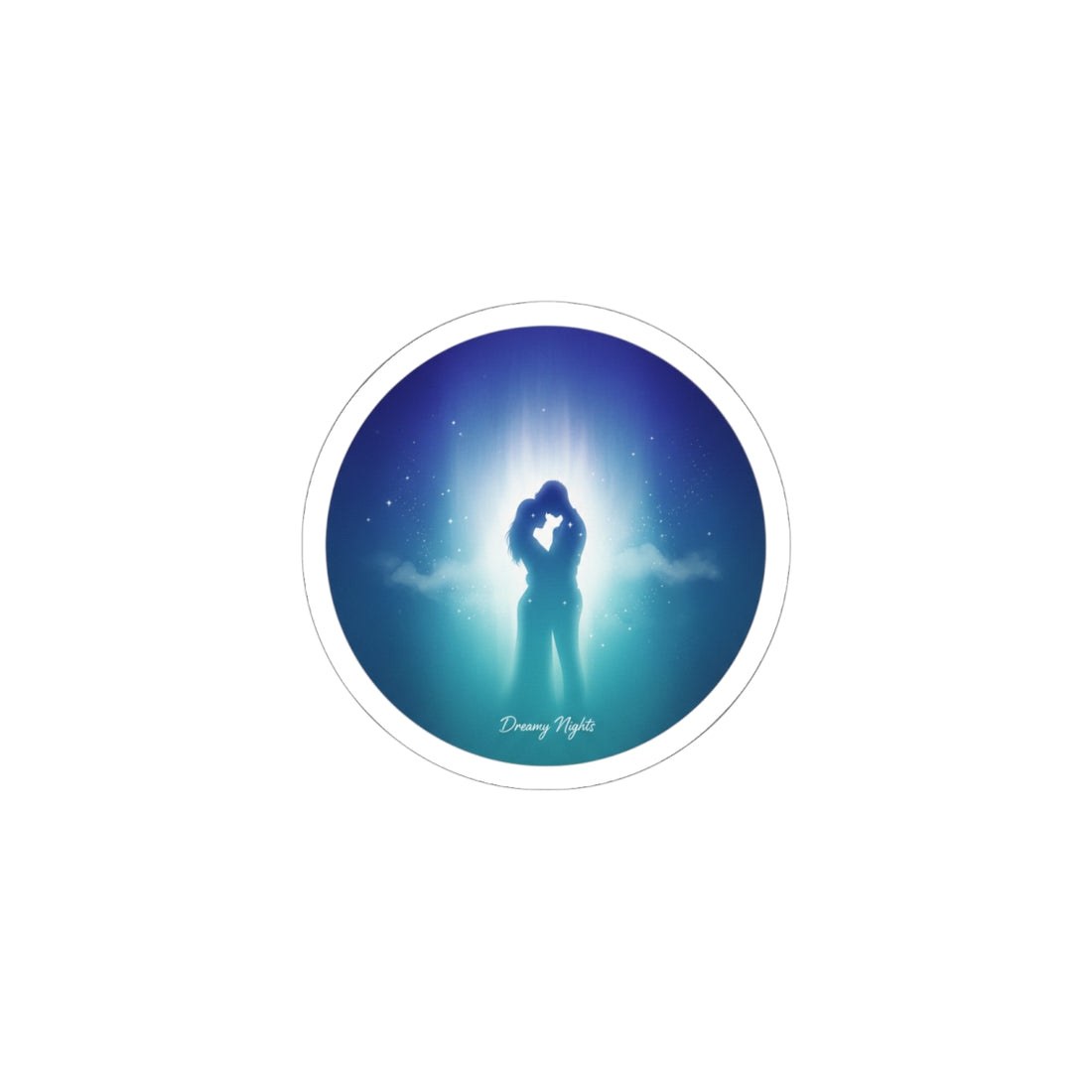Dreamy Night Embrace Sticker | Afterlight Aesthetic, Luminous Nightscape