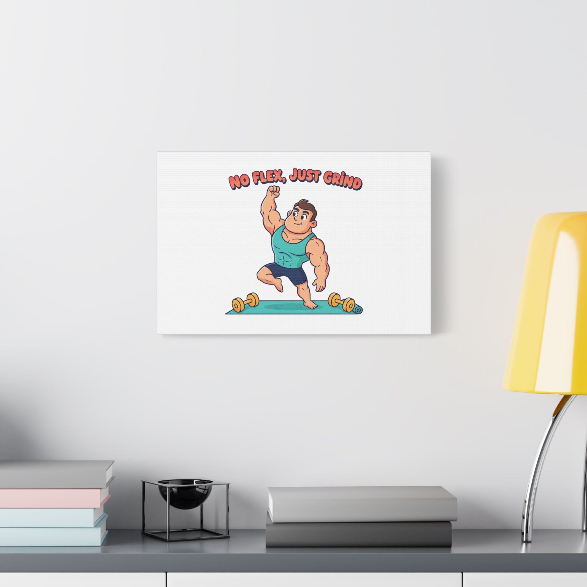 No Flex Just Grind canvas, Gymtimidation humor wall art | start small fitness décor