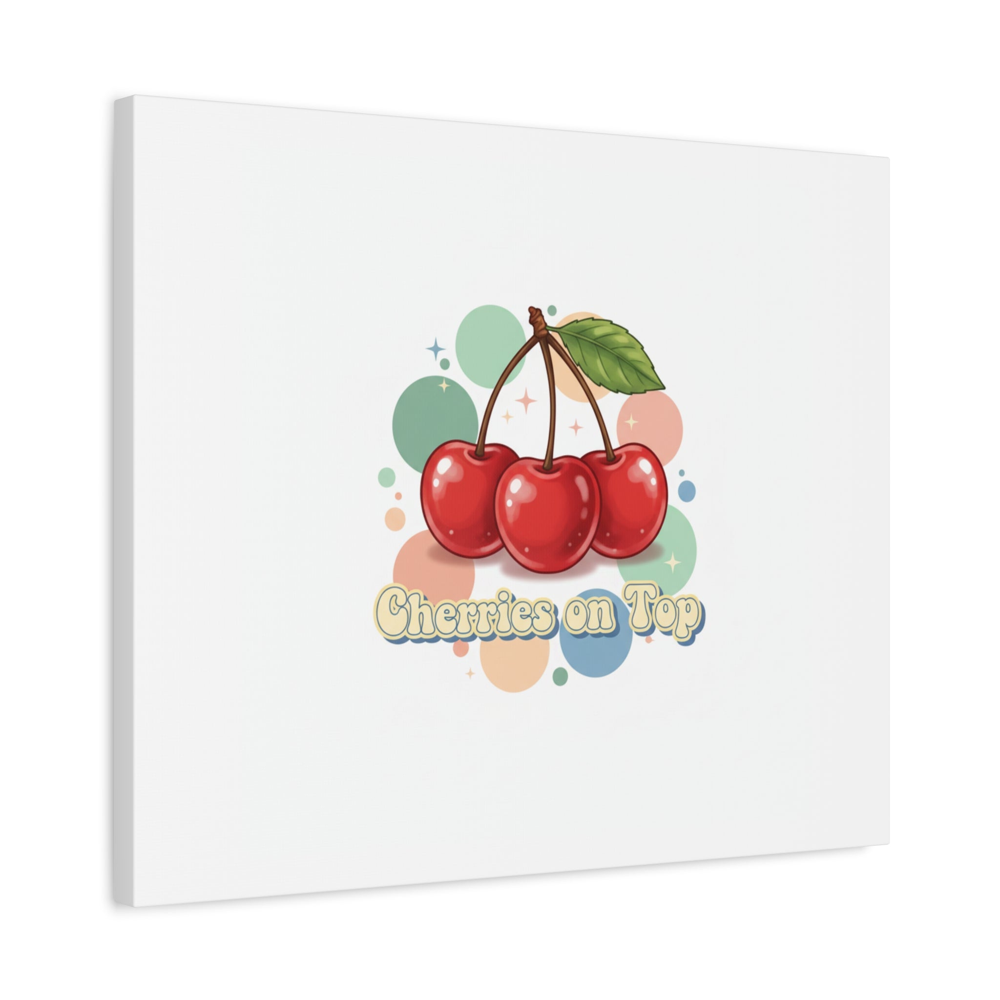 Cherries on Top Canvas | Retro Kawaii Fruit Wall Art