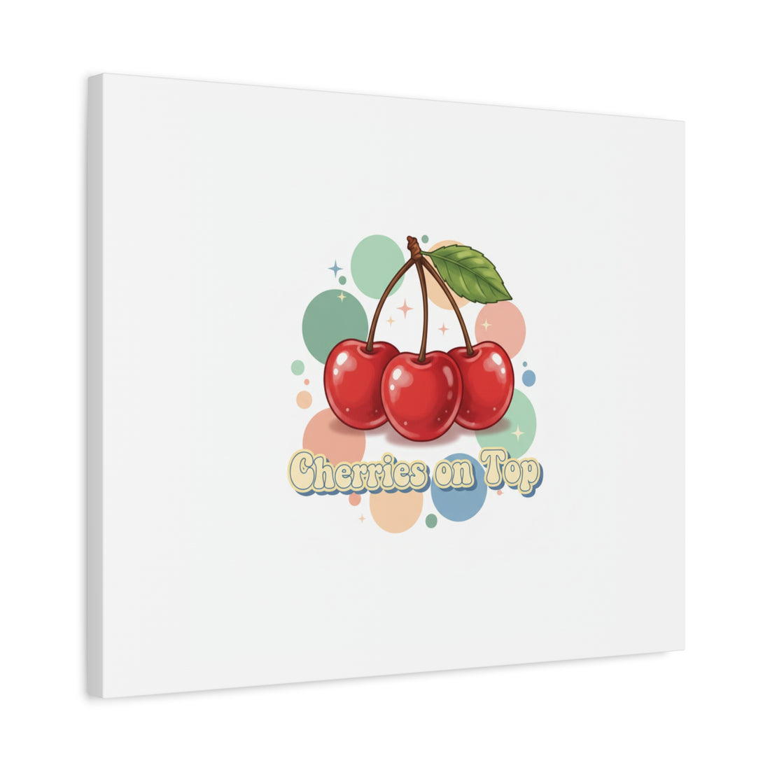 Cherries on Top Canvas | Retro Kawaii Fruit Wall Art