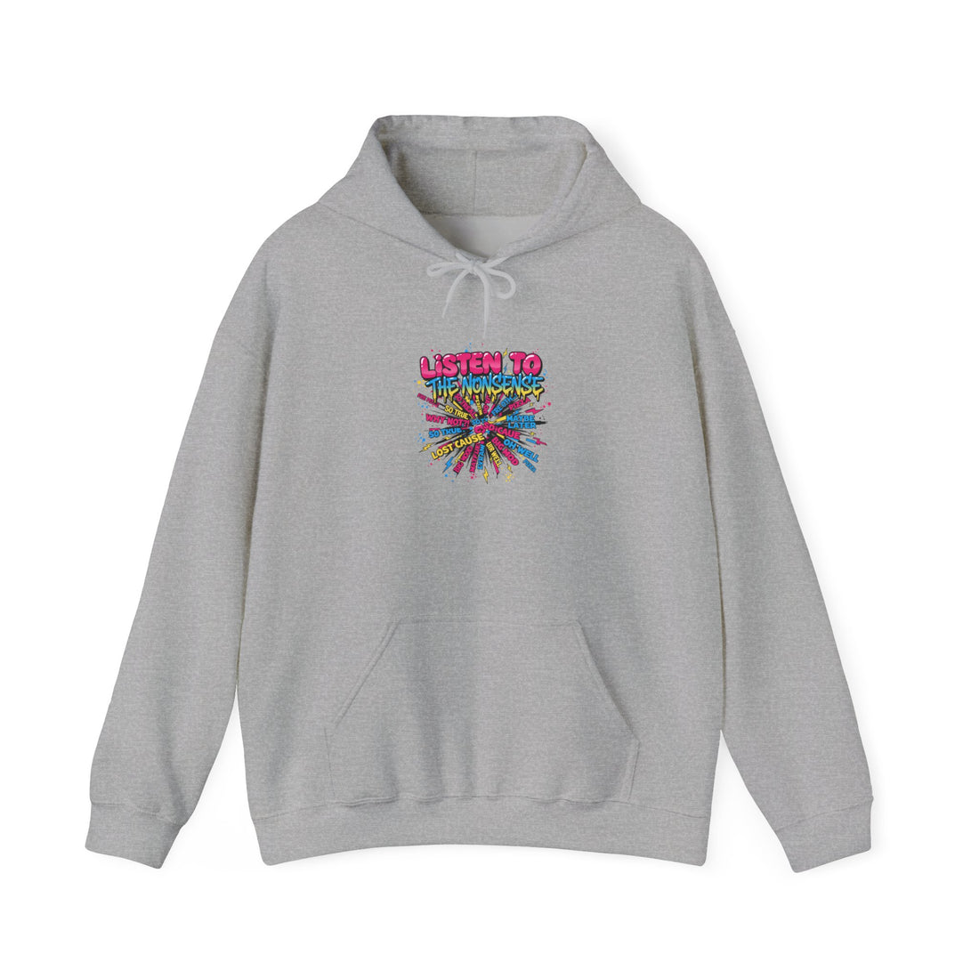 listen to chaos Hoodie | slogan & glitch graphic, meme phrase sweatshirt