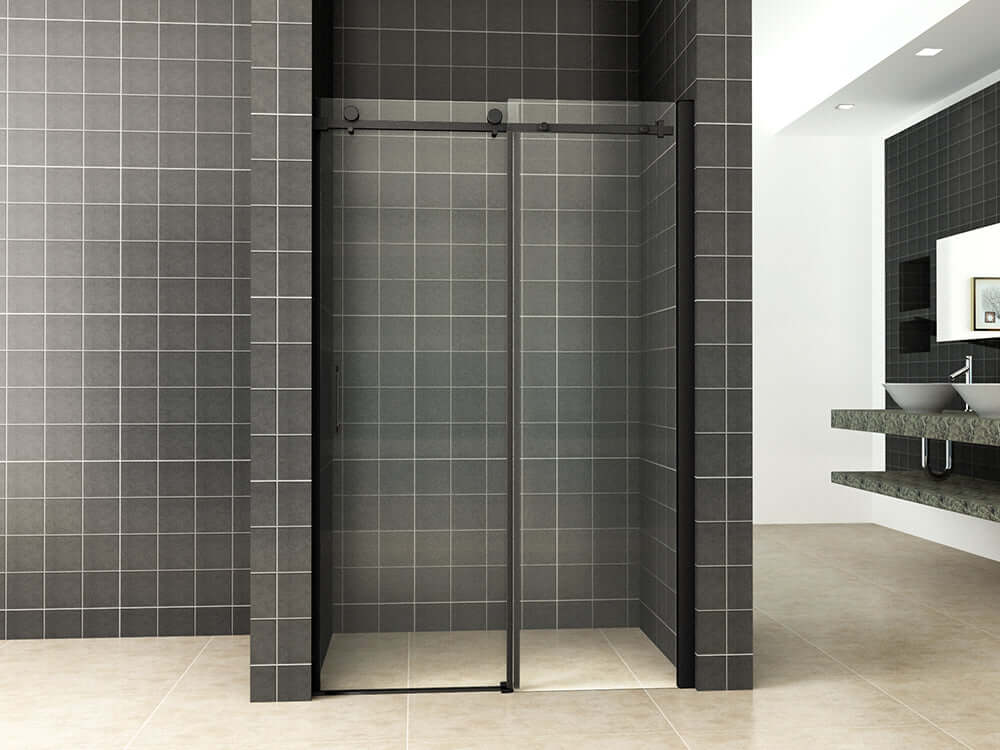 Wiesbaden Nisschuifdeur 2-delig 120x200 cm 8 mm Nano Coating Mat Zwart