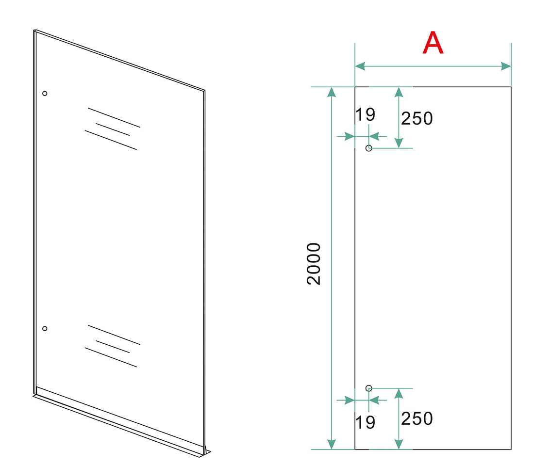 Less inloopdouche links 1200 x 2000 x 8 mm nano spiegelrook- naar helder glas/mat zwart