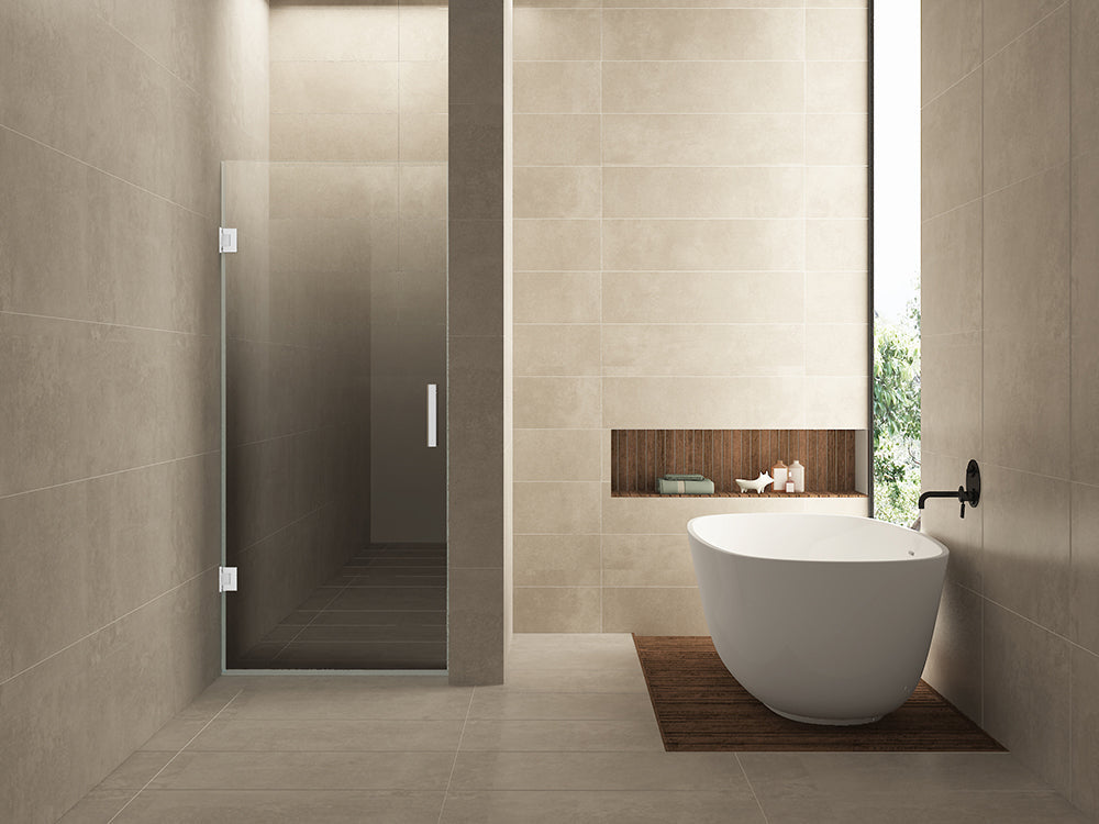 Less nisdeur links 900 x 2000 x 8 mm nano spiegelrook- naar helder glas/mat wit