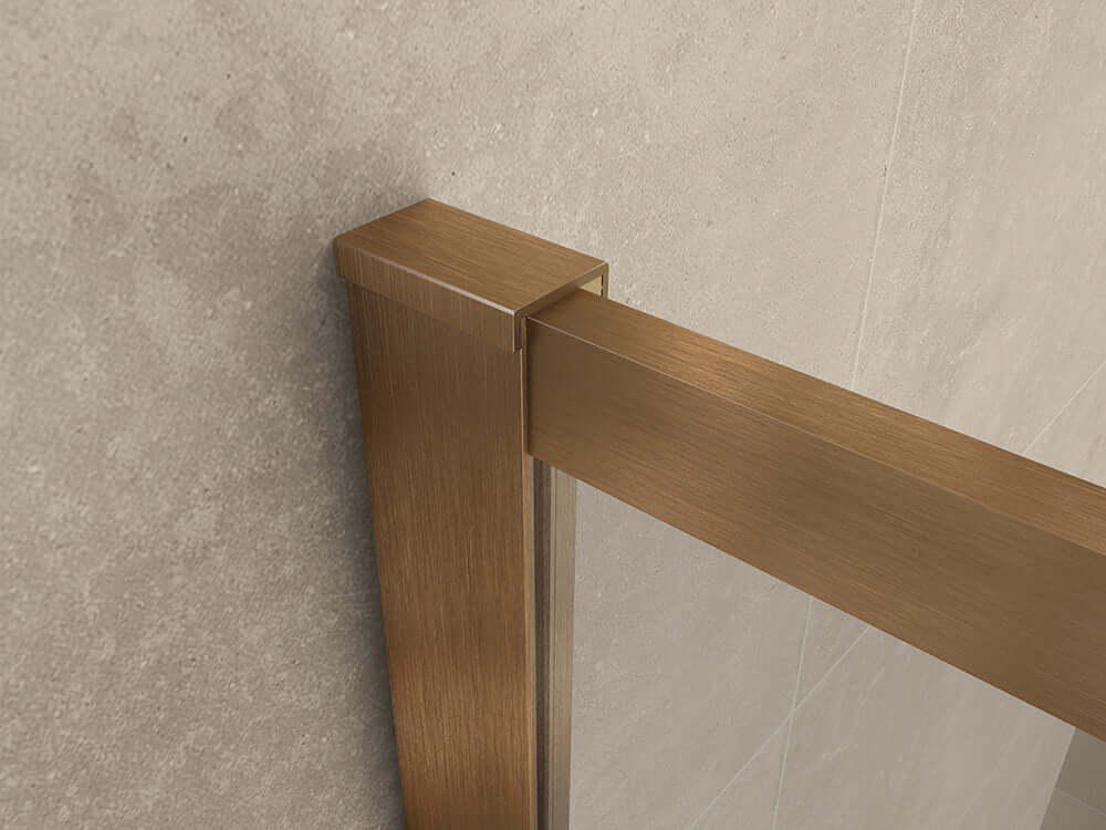 Wiesbaden Vierkante Inloopdouche 100x200 cm 8 mm Nano Coating Helder Glas Geborsteld Brons Koper