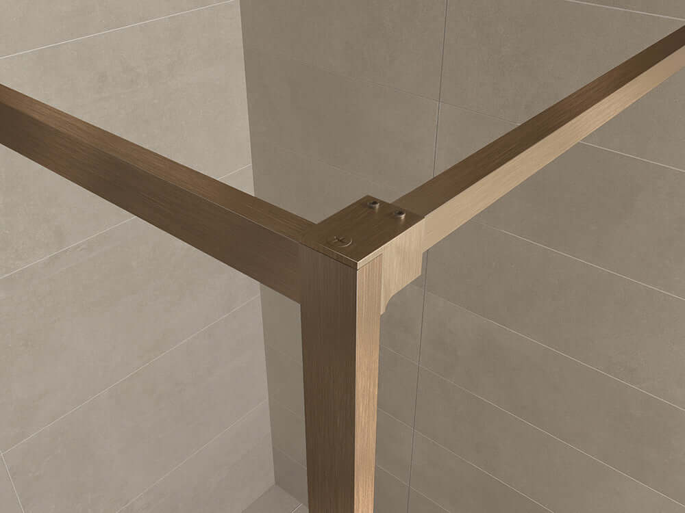 Wiesbaden Vierkante Inloopdouche 100x200 cm 8 mm Nano Coating Helder Glas Geborsteld Brons Koper