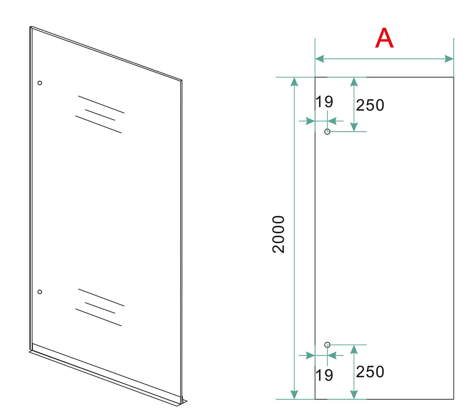 Wiesbaden Less 50x200 cm Inloopdouche met 8 mm Nano Helder Glas Mat Wit